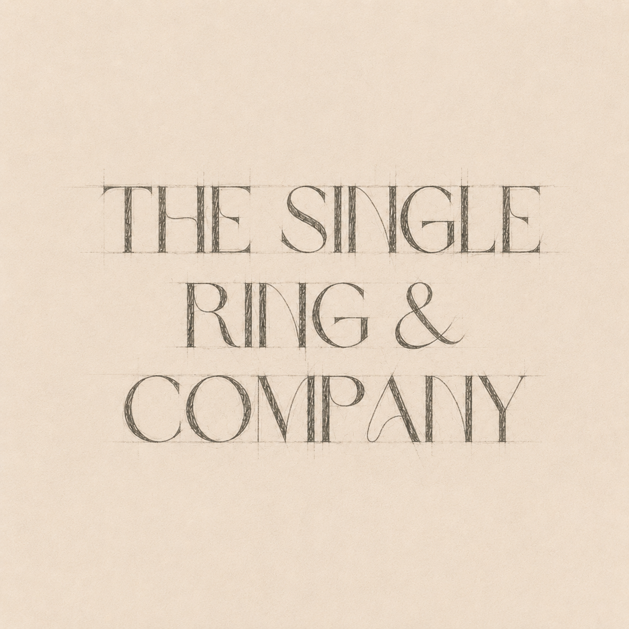 Sketch of a company name, 'The Single Ring & Company,' in stylized black letter font on beige background.