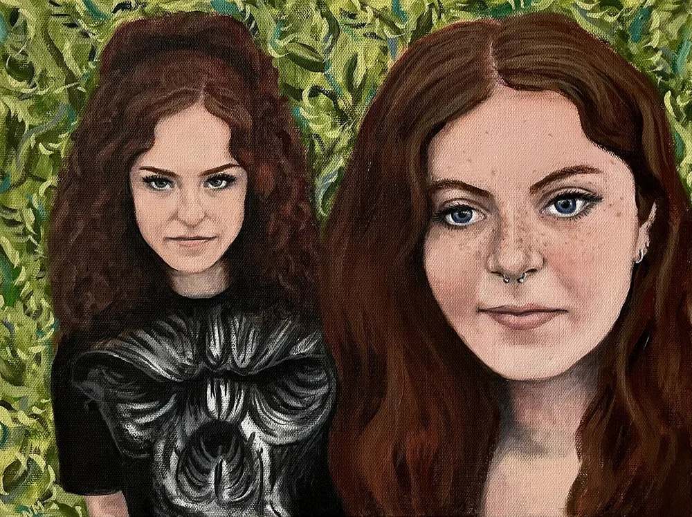 Lana and Emmi By Nicole McKinney, Oil Paint on Canvas, 12 inches by 16 inches, Finished in November 2022.
