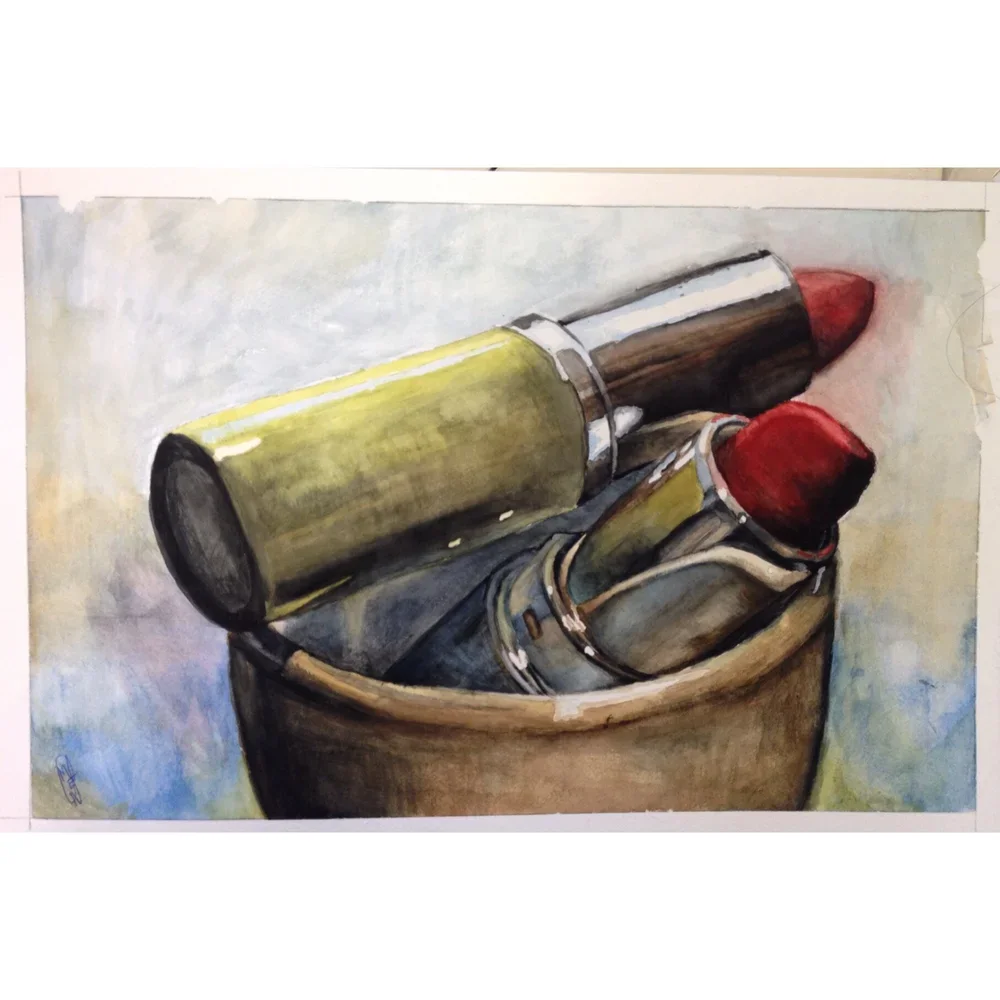 Lipstick by Nicole McKinney, watercolor paint on watercolor paper, 11 inches by 17 inches, finished in 2014.