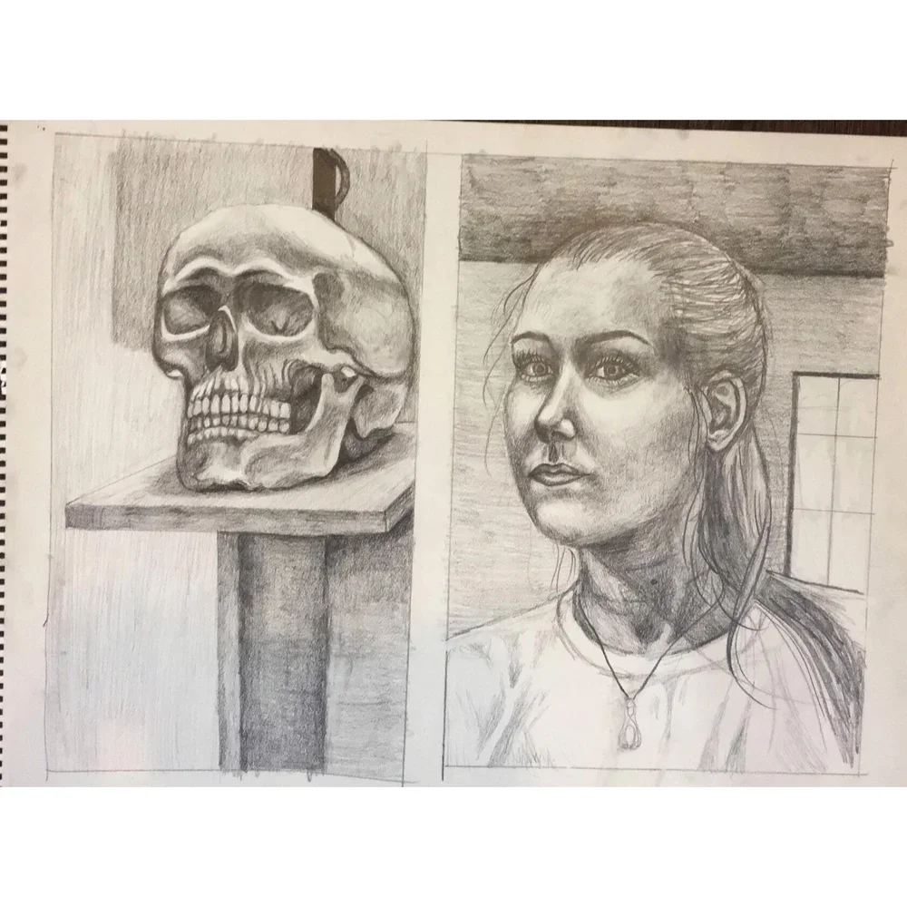 Anatomy of the Head by Nicole McKinney, pencil on drawing paper, 18 inches by 24 inches, finished in May 2018.