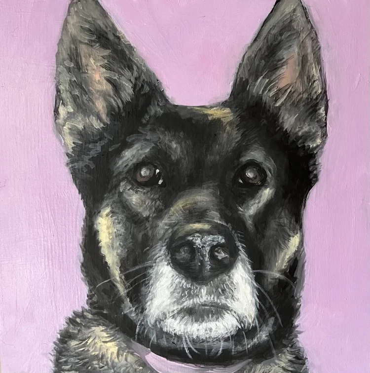 Ruby By Nicole McKinney, Oil Paint on Wooden Canvas, 8 inches by 8 inches, Finished in May 2022. 