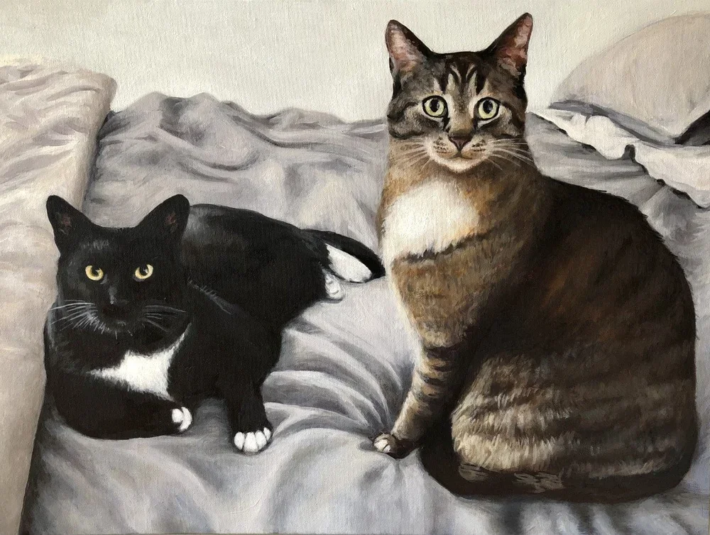 Comfy Kittens By Nicole McKinney, Oil Paint on Canvas, 18 inches by 24 inches, finished in November 2021.