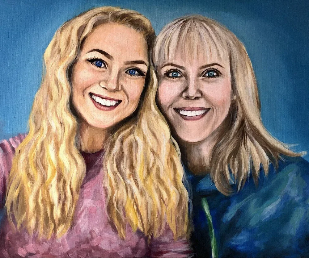Megan and Stacy by Nicole McKinney, Oil Paint on Canvas, 20 inches by 24 inches, finished in January 2021.