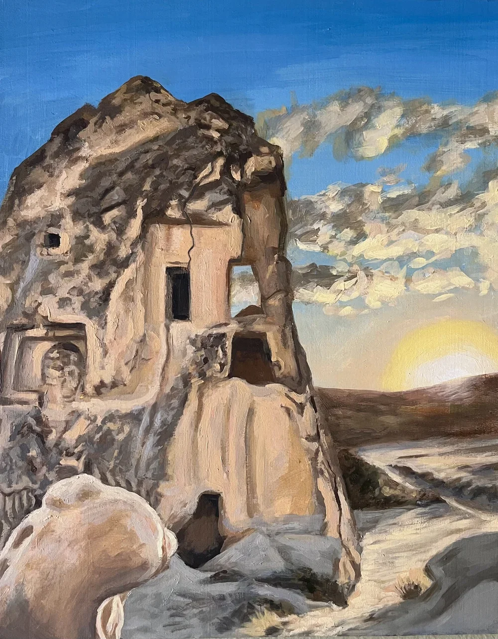 Cappadocia, Turkey by Nicole McKinney, Oil Paint on Wooden Canvas, 11 inches by 14 inches, Finished in August of 2023.