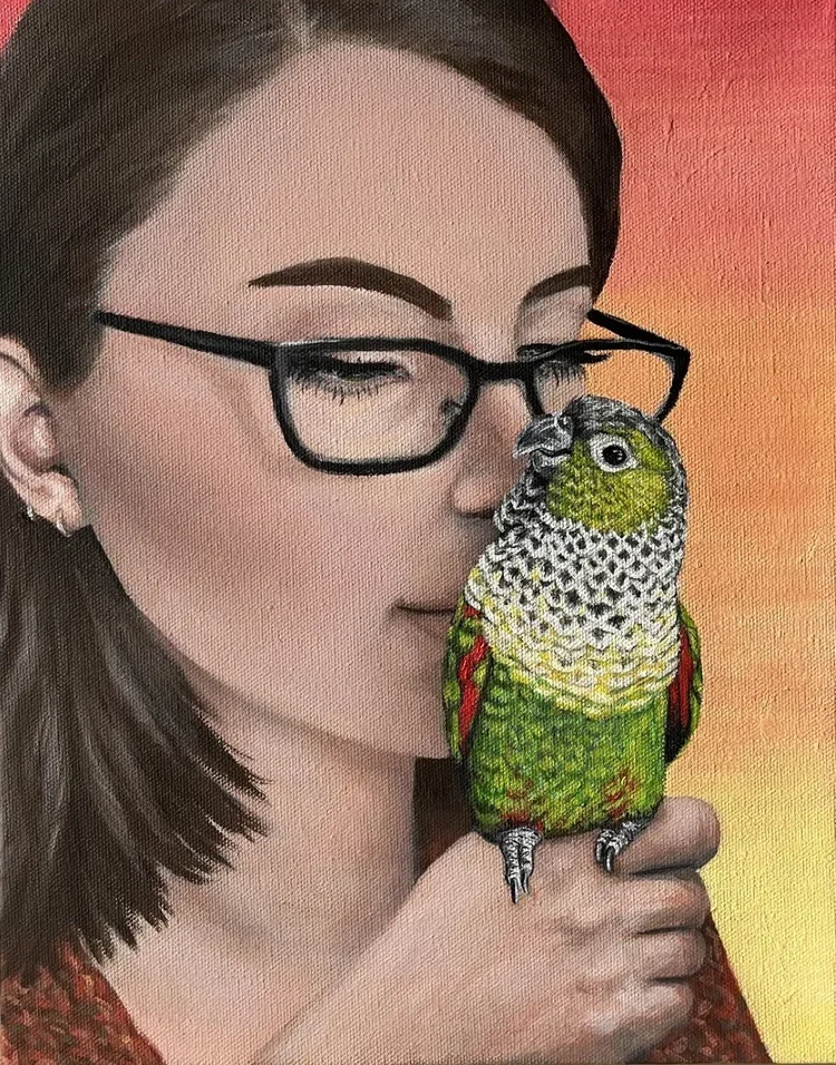 Dr. Jessi and Weech By Nicole McKinney, Oil Paint on Canvas, 11 inches by 14 inches, Finished in September 2022.
