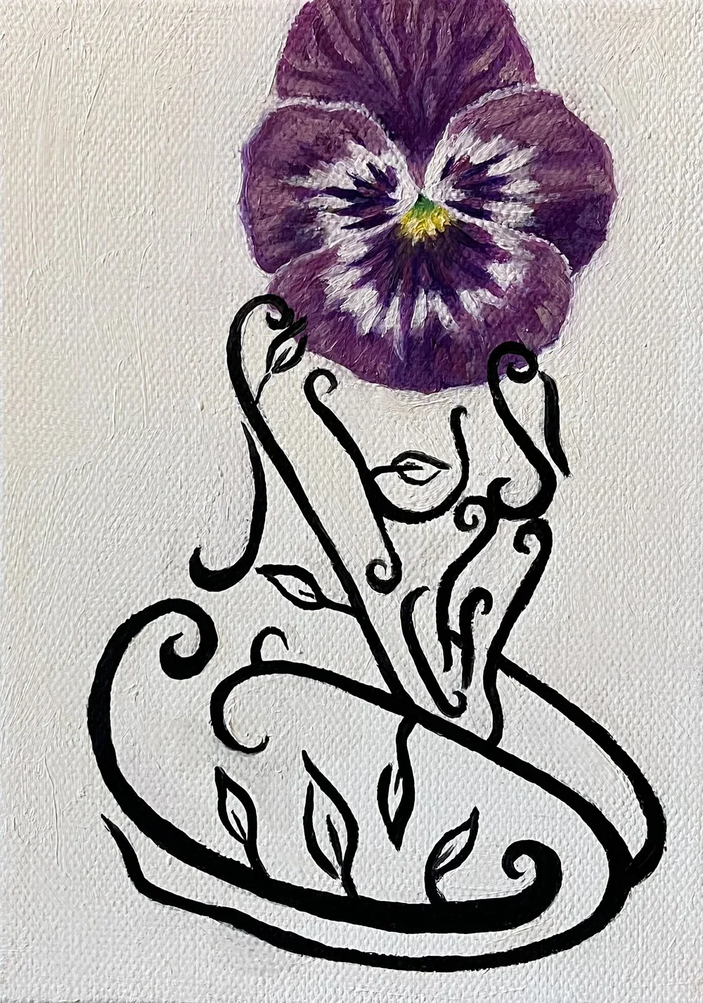 Violet Women By Nicole McKinney, Oil Paint on Canvas, 5 inches by 7 inches, finished in November 2022. 