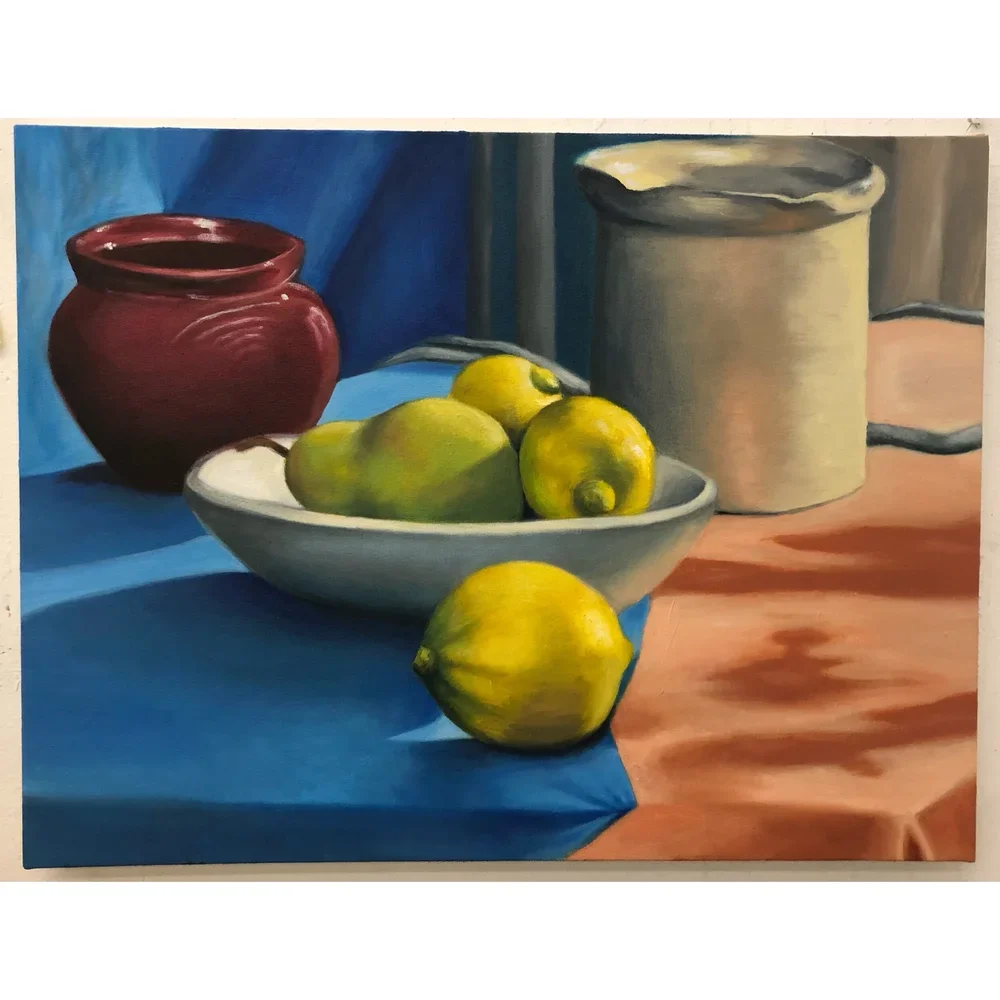 Lemons by Nicole McKinney, Oil Paint on Canvas, 20 inches by 25 inches, finished Fall of 2019.