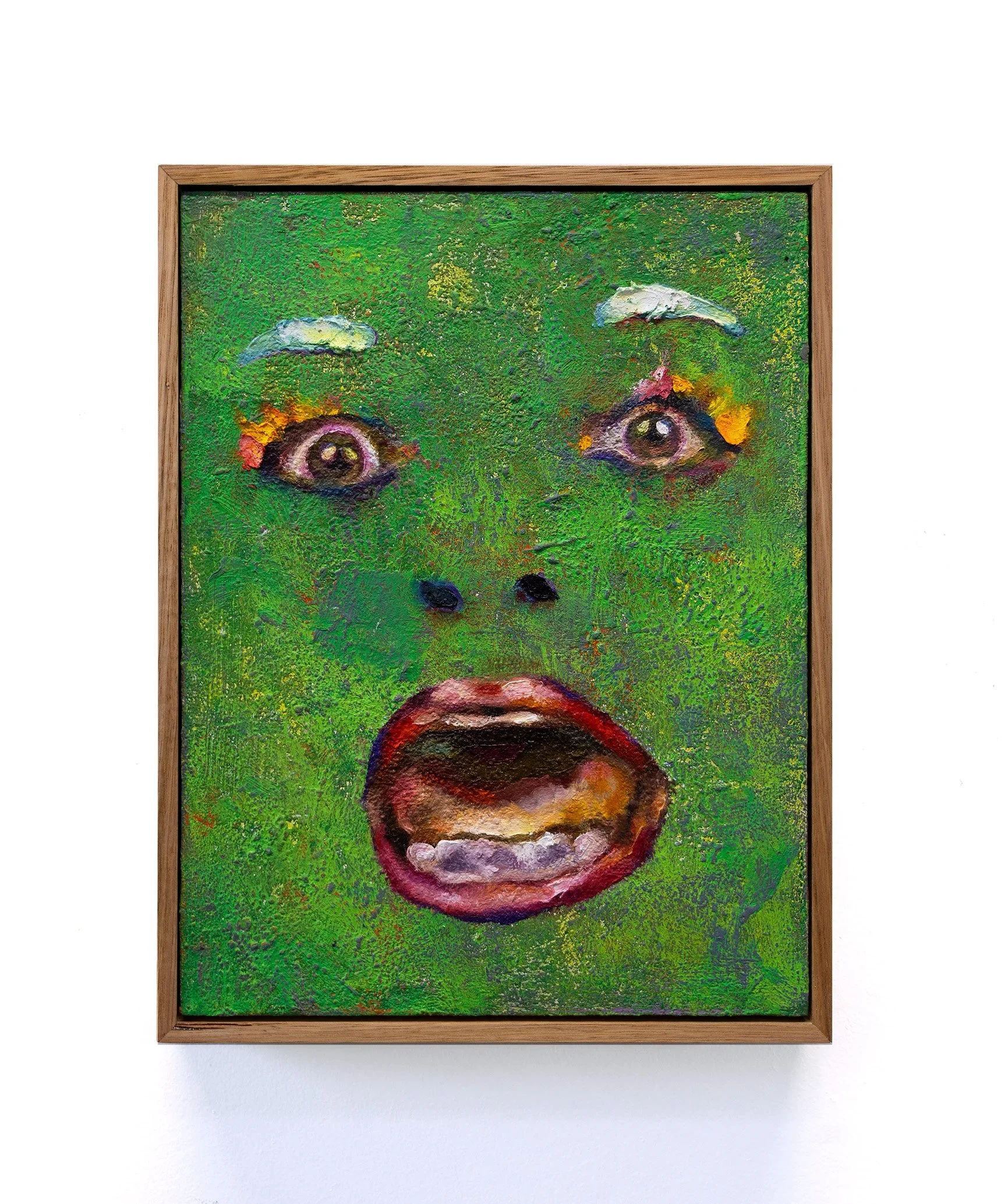 Australian Nightmares: The Face #1, 2024, oil on wood, 24 x 33cm