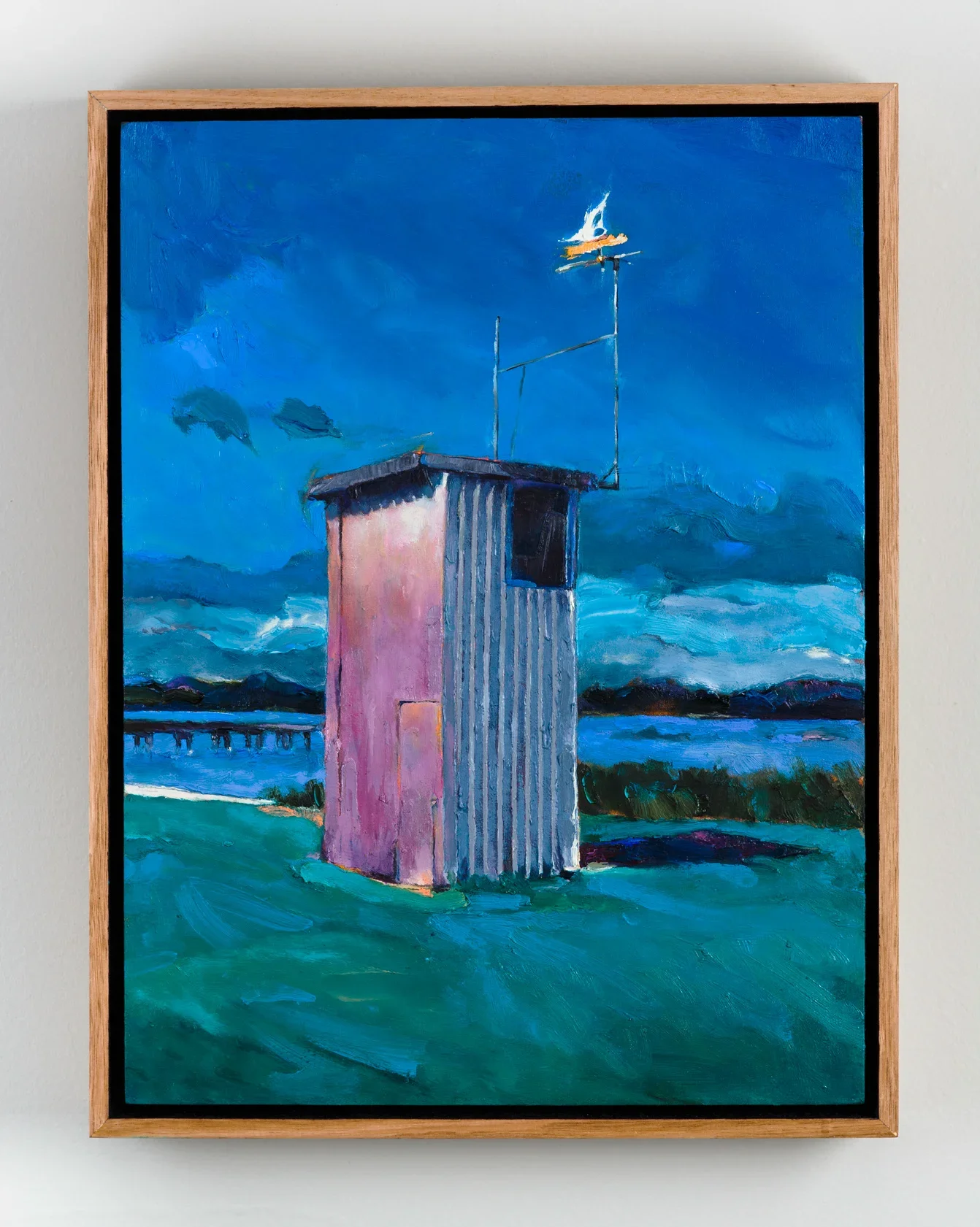 Booth, 2018, oil on wood 
