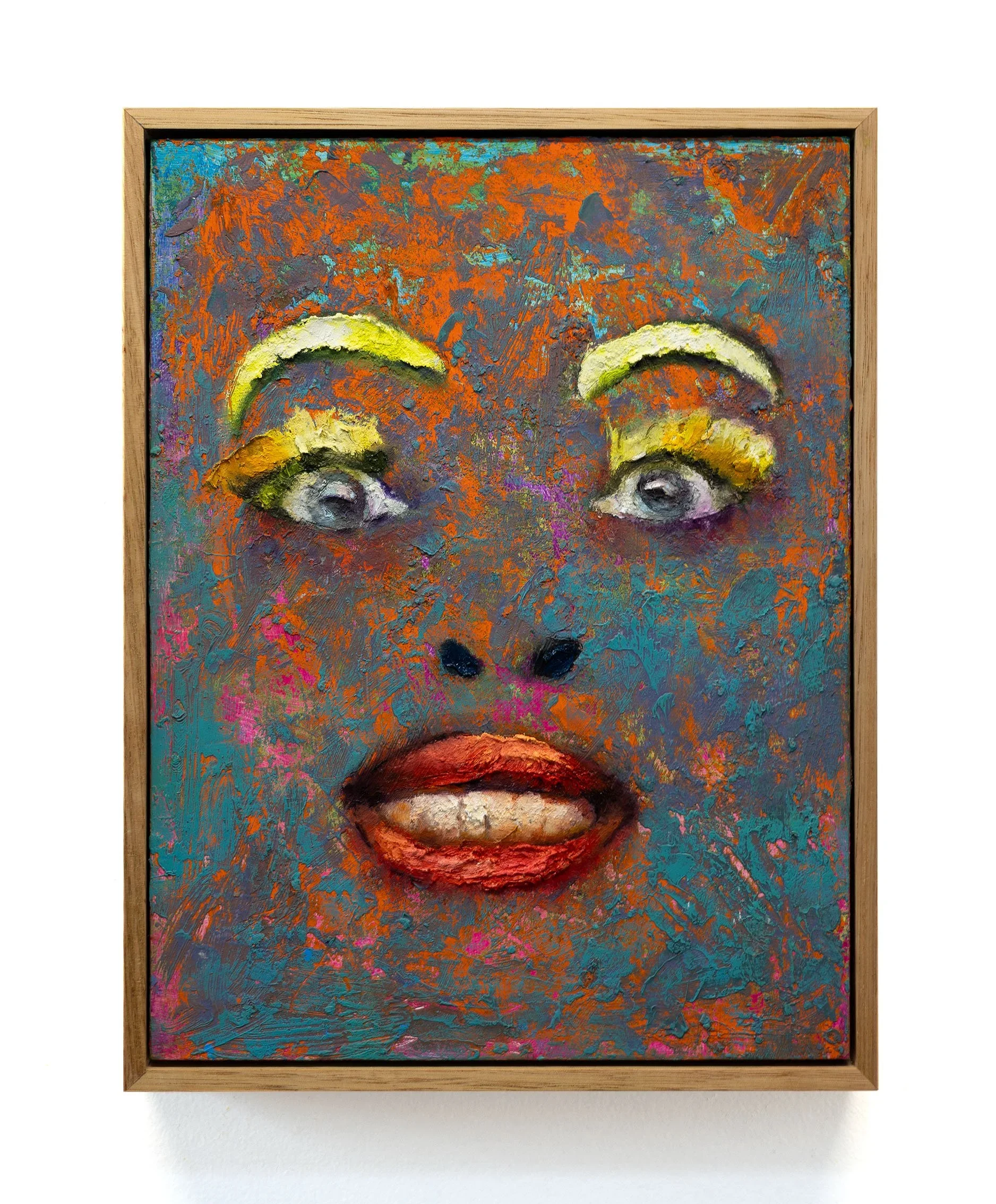 Australian Nightmares: The Face #2, 2024, oil on wood, 24 x 33cm