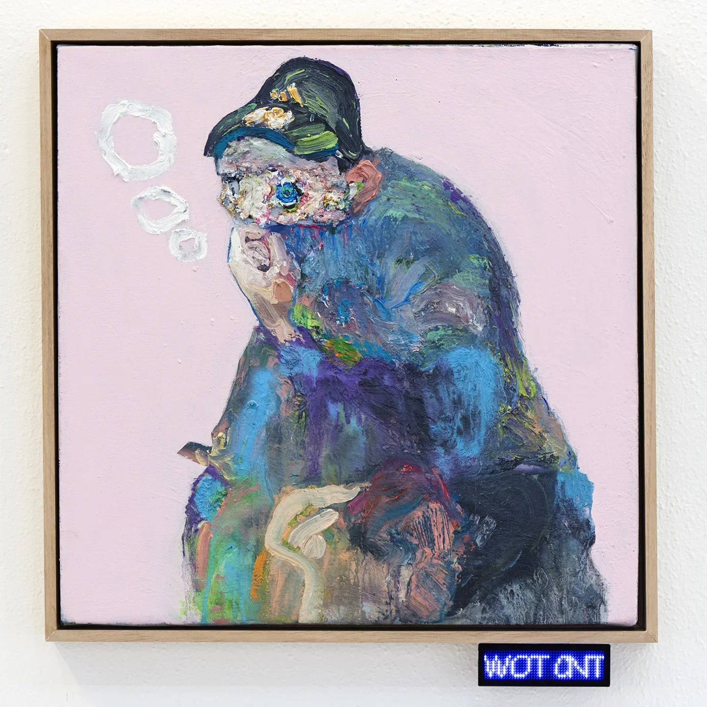 Squat #2, 2015, oil and acrylic on canvas, LED 