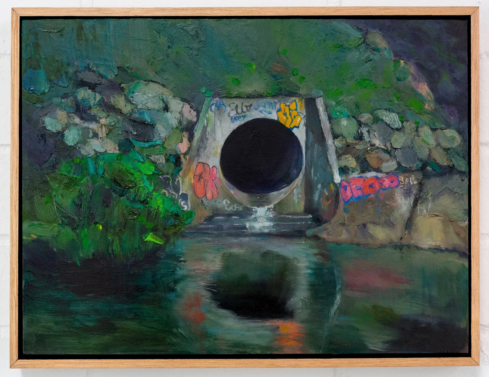 Drain, 2018, oil on wood, 30 x 38cm