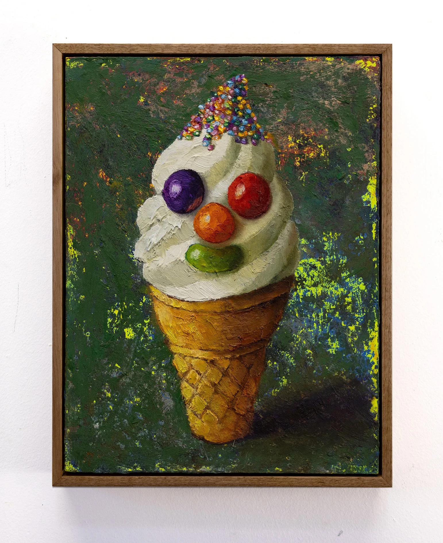 Clown Cone, 2025, oil on wood, 24 x 33cm