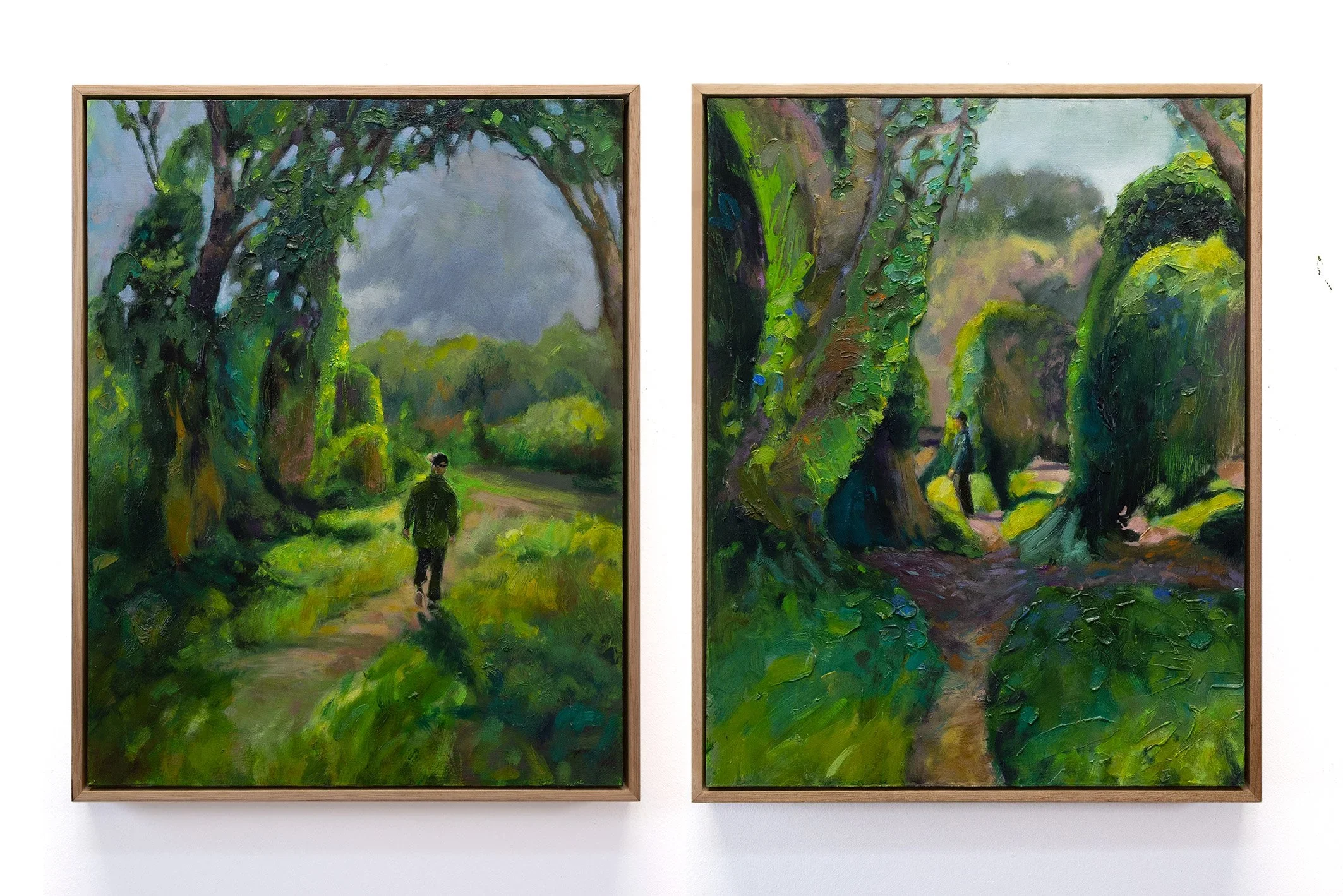 Gwelup Secret Garden, 2024, oil on wood  47 x 38cm each (2 panels). City of Stirling Collection