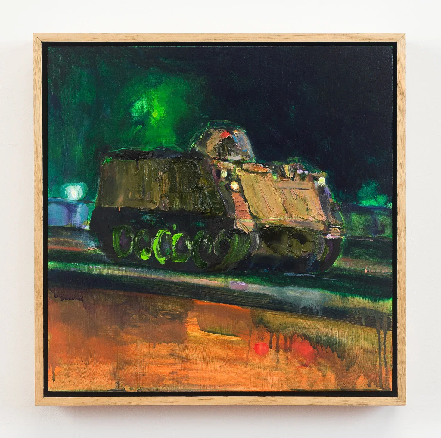 Tank, 2018, oil on wood, 33 x 33 cm