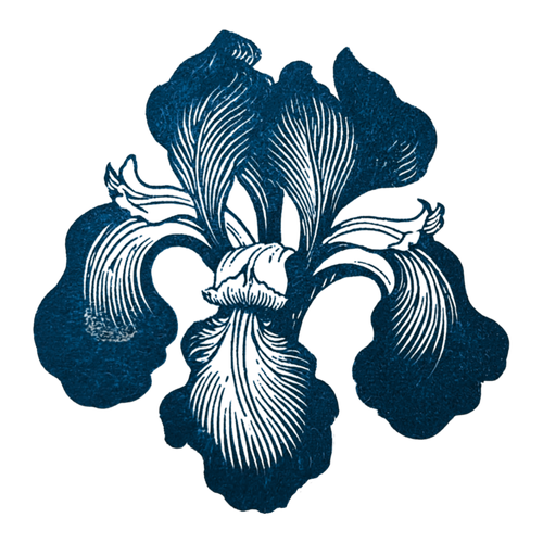 Blue Jean Bakery iris stamp