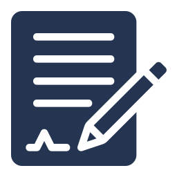 Icon of a document with lines of text and a pencil, representing writing or editing a document.
