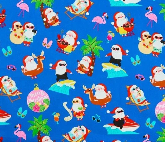 Christmas Scrub Top - Christmas Beach Santa