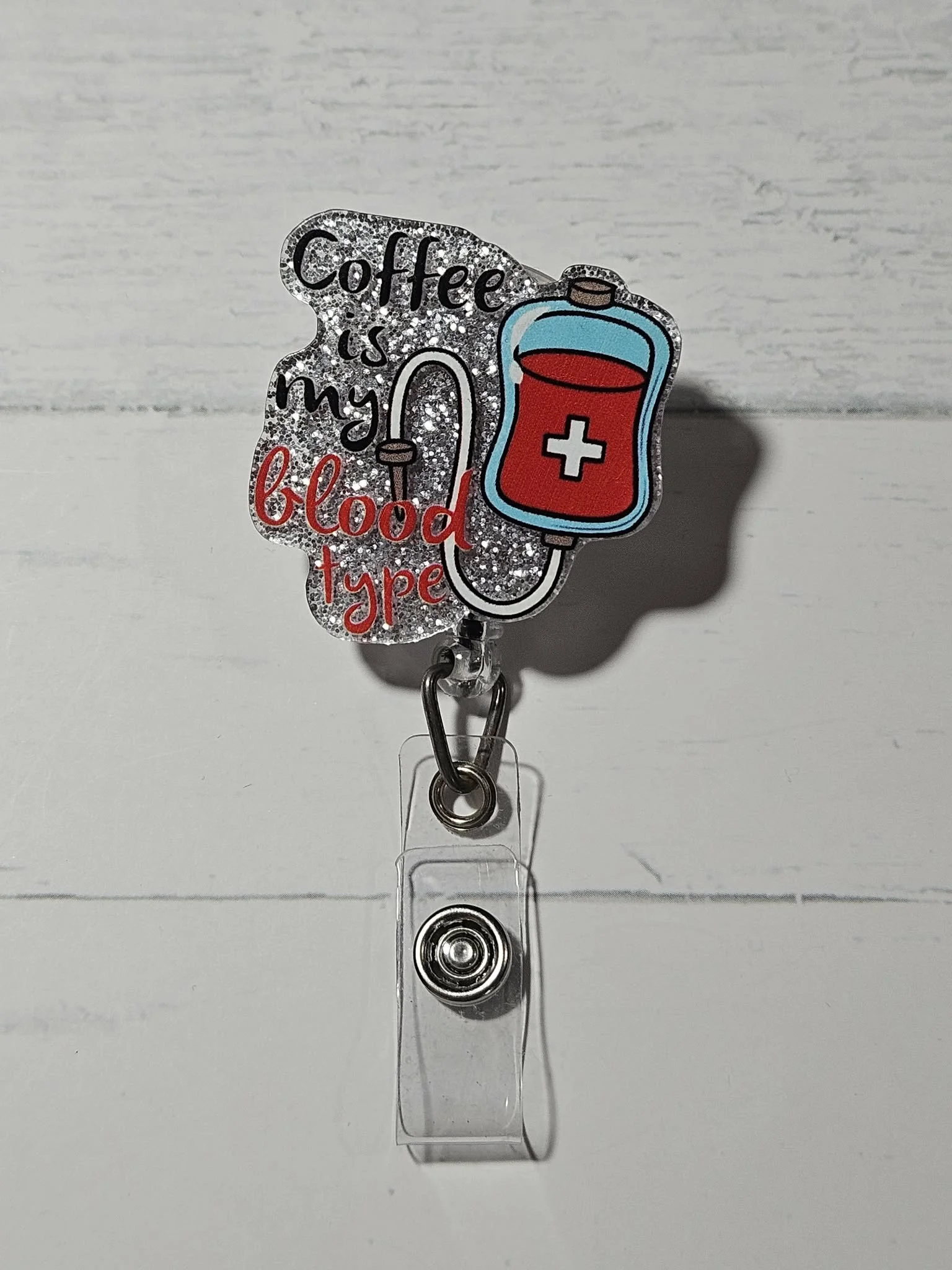 RETRACTABLE ID HOLDERS - COFFEE IS MY BLOOD TYPE