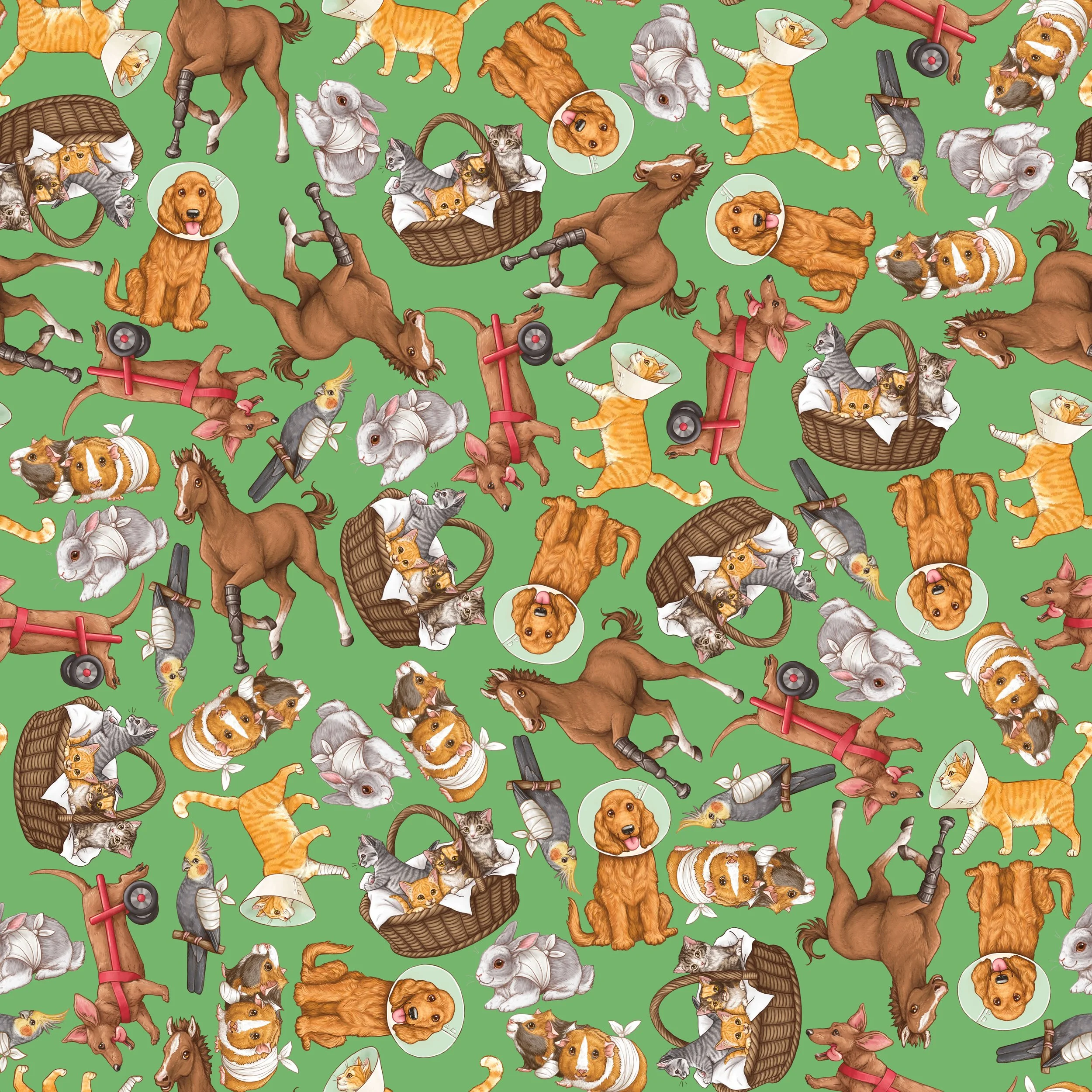 PREORDER - ROUND 35 - SCRUB TOP - 7002 PETS ON THE MEND - SMALL SCATTER - AVOCADO