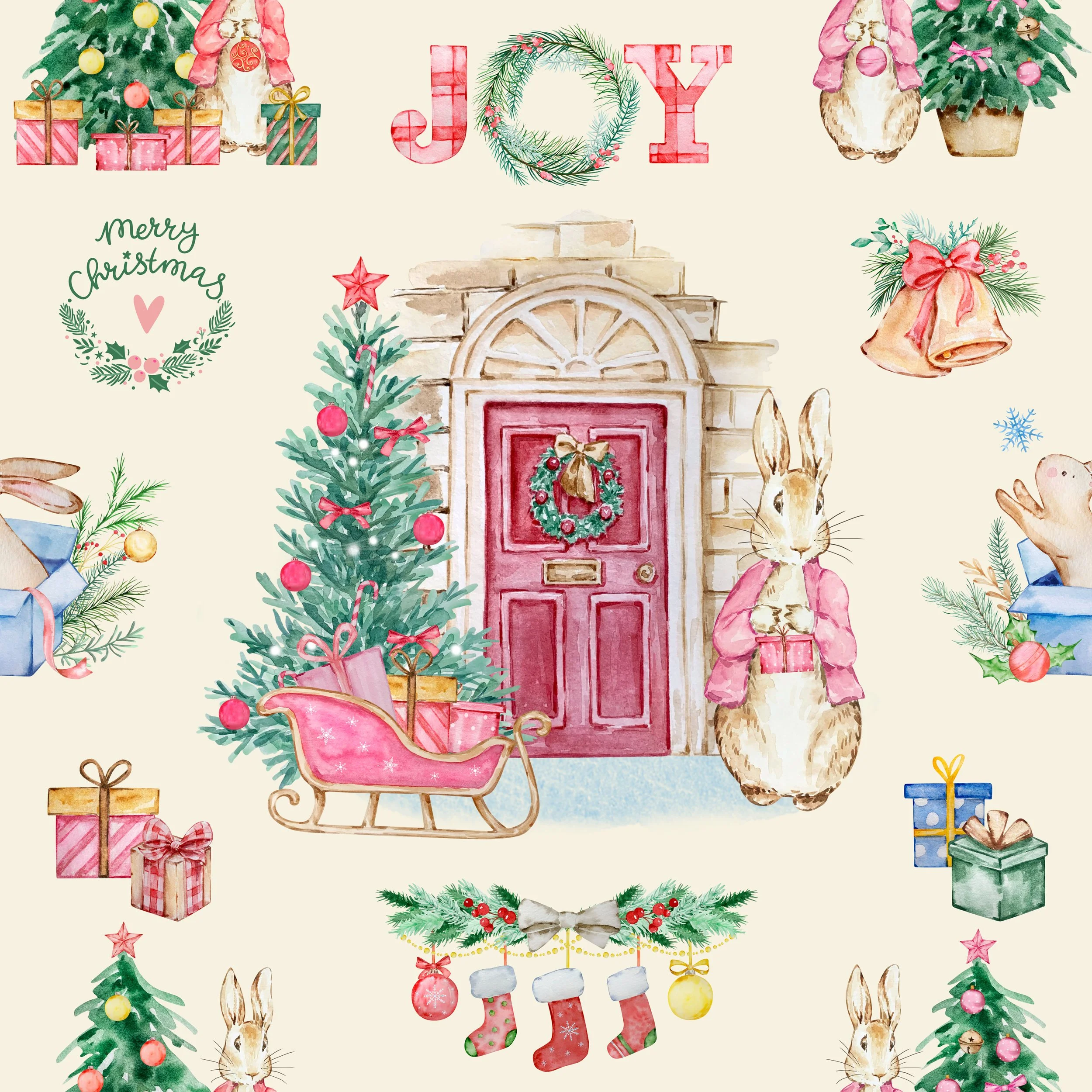 PREORDER - ROUND 33 - SCRUB TOP - 2086 PETER RABBIT CHRISTMAS