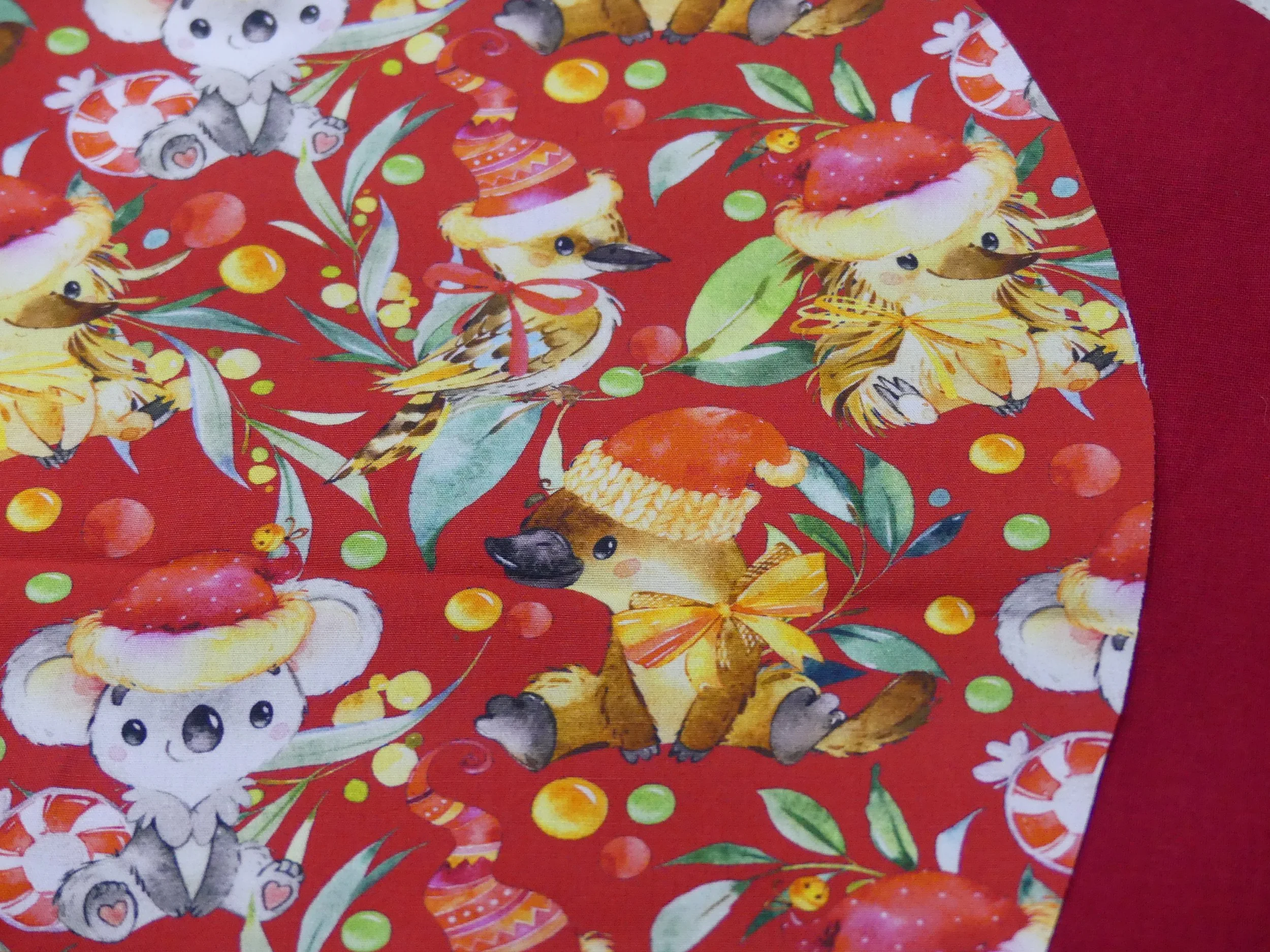 Scrub Cap - Christmas Australiana Red - Red
