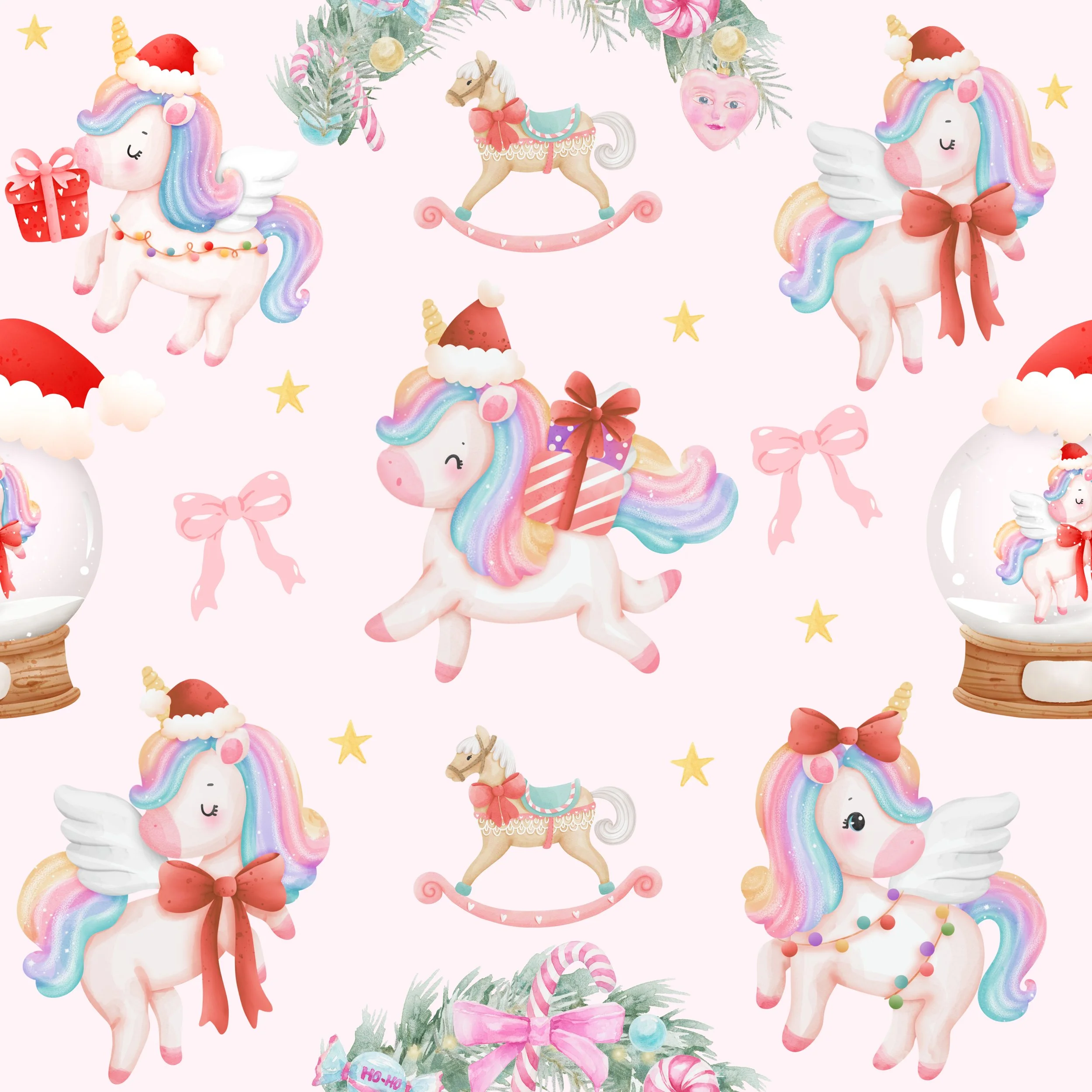 PREORDER - ROUND 33 - SCRUB TOP - 2084 UNICORN CHRISTMAS