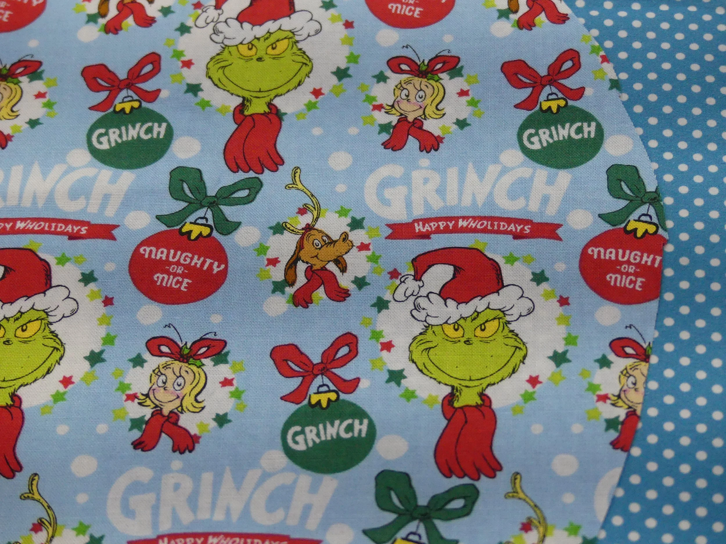 Scrub Cap - Christmas Grinchmas Badge Blue - Blue Spot