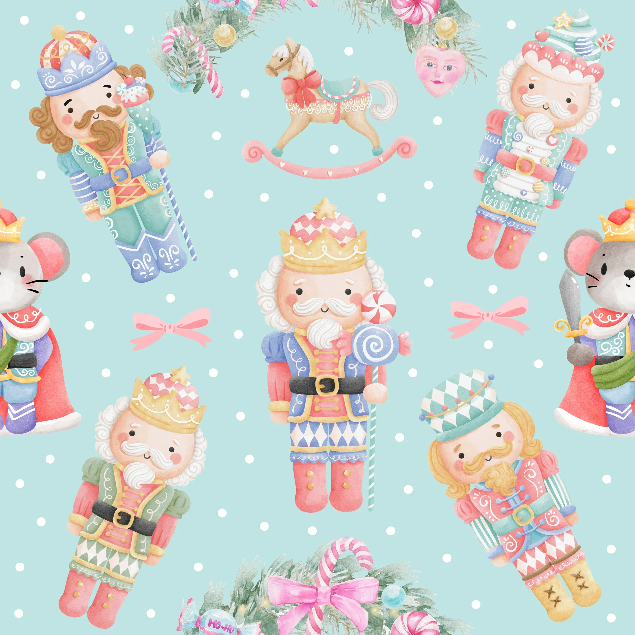 PREORDER - ROUND 33 - SCRUB TOP - 2088 NUTCRACKER CHRISTMAS BLUE