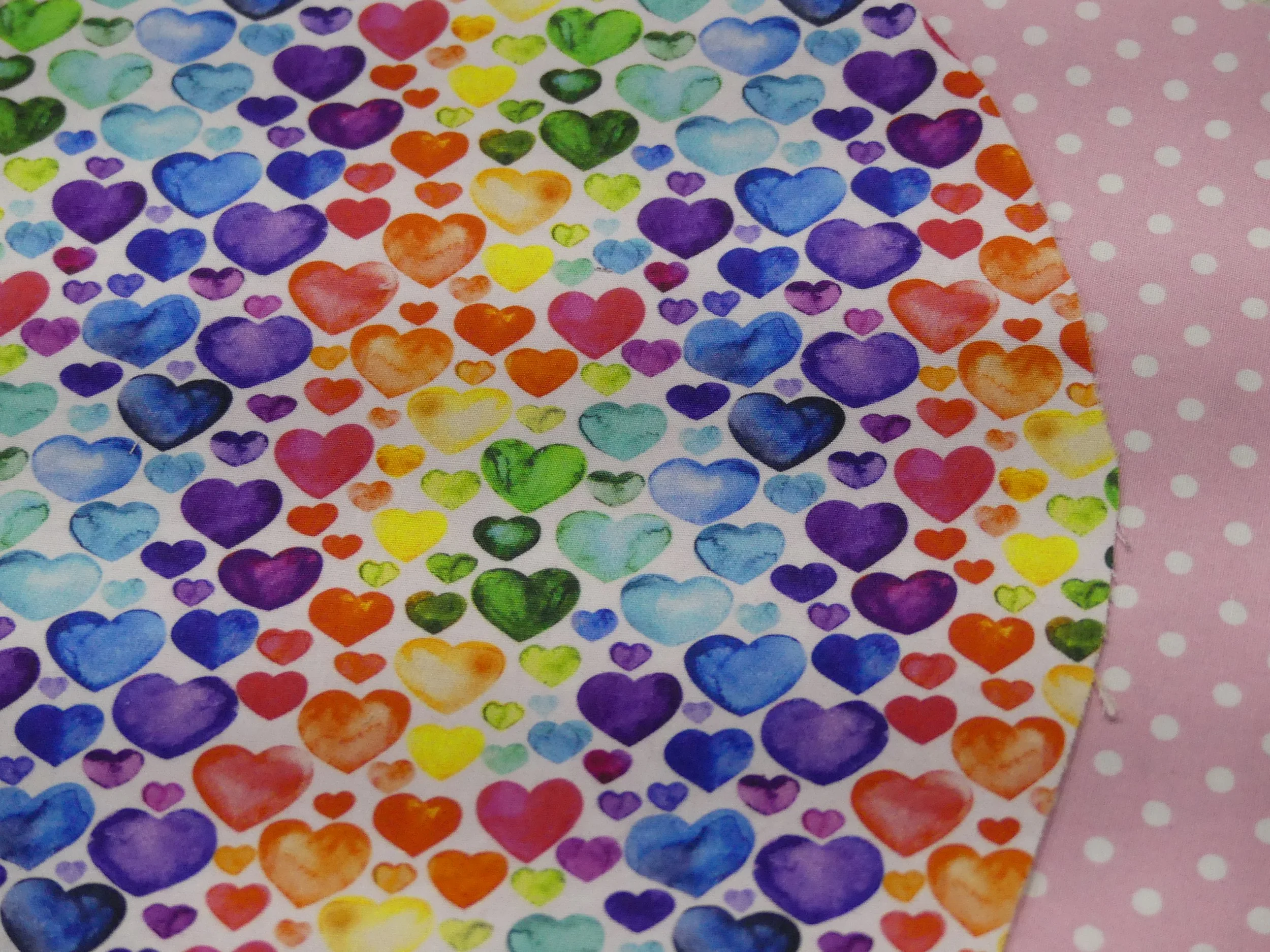 Scrub Cap - Rainbow Hearts - Pink Spot