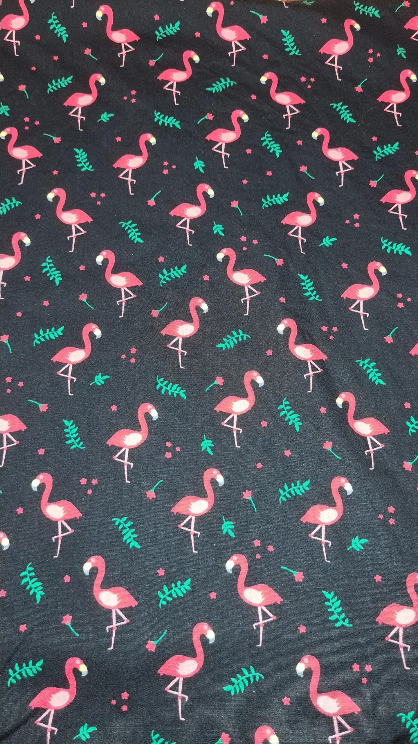 Scrub Top - Size XS - Flamingos in Black