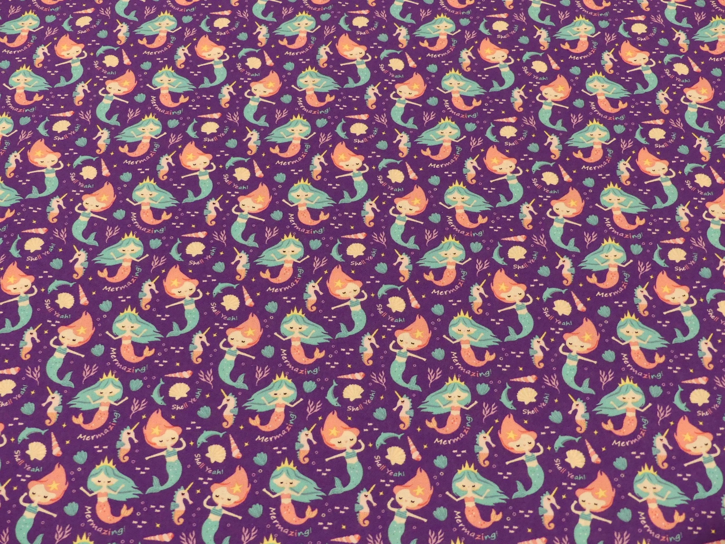 Scrub Top - Purple Mermaids