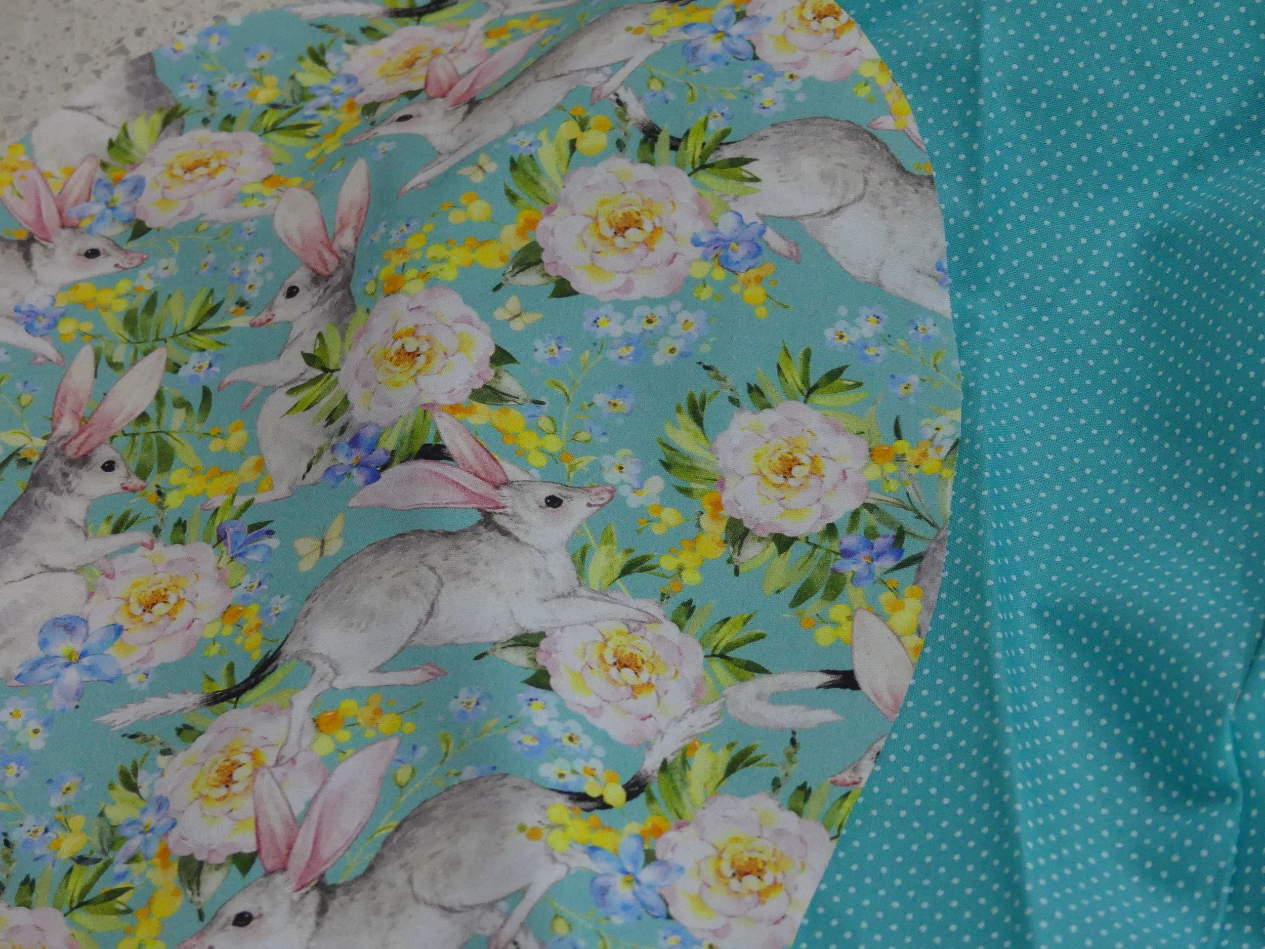 Scrub Cap - Floral Bilby Blue - Blue Spot