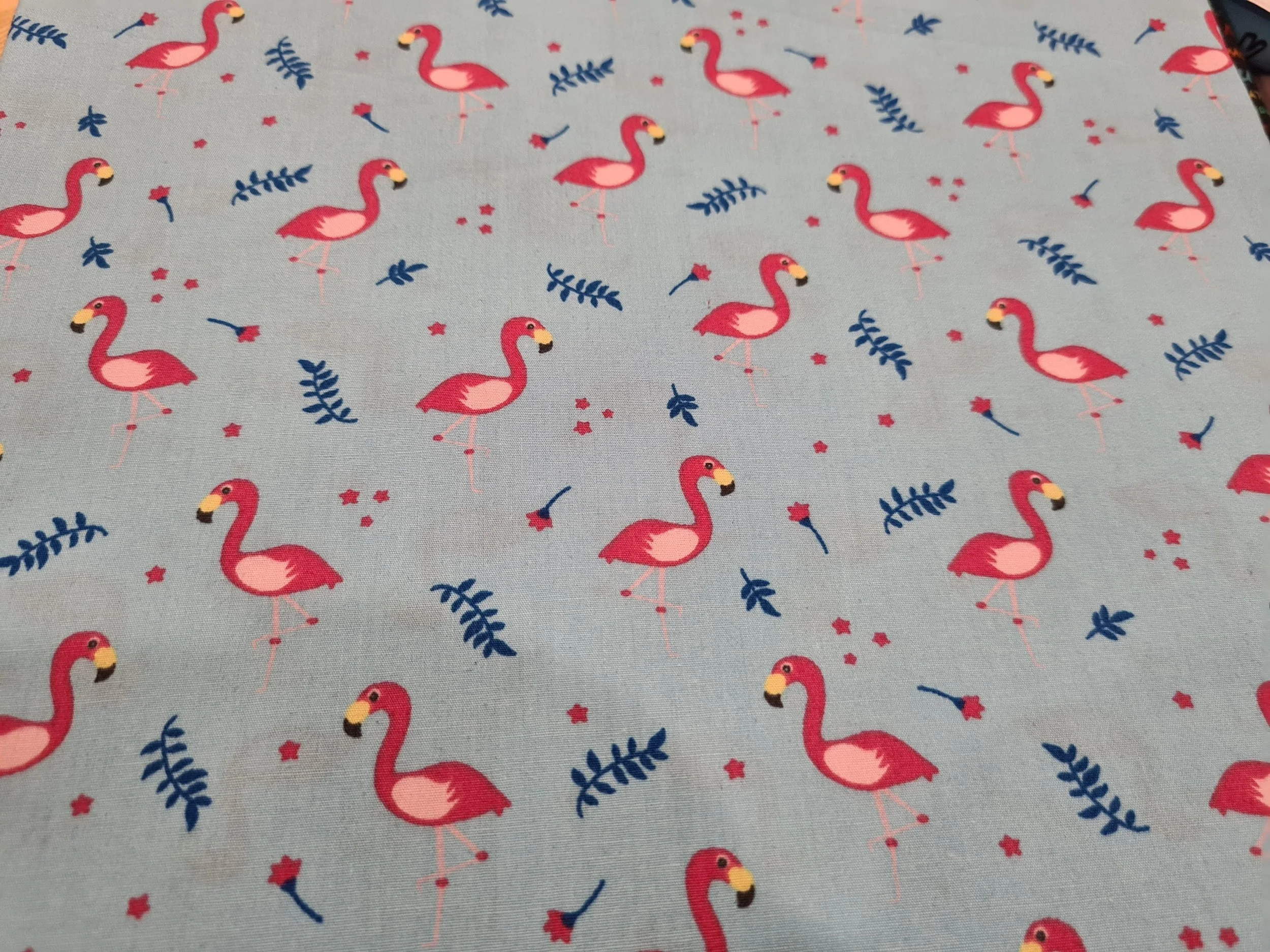 Scrub Top - Size L - Flamingos in Blue