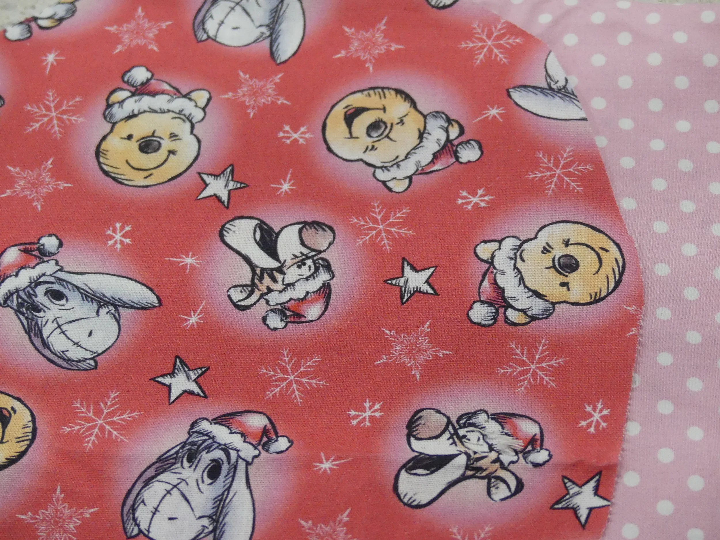 Scrub Cap - Christmas Winnie & Friends Red - Pink Spot