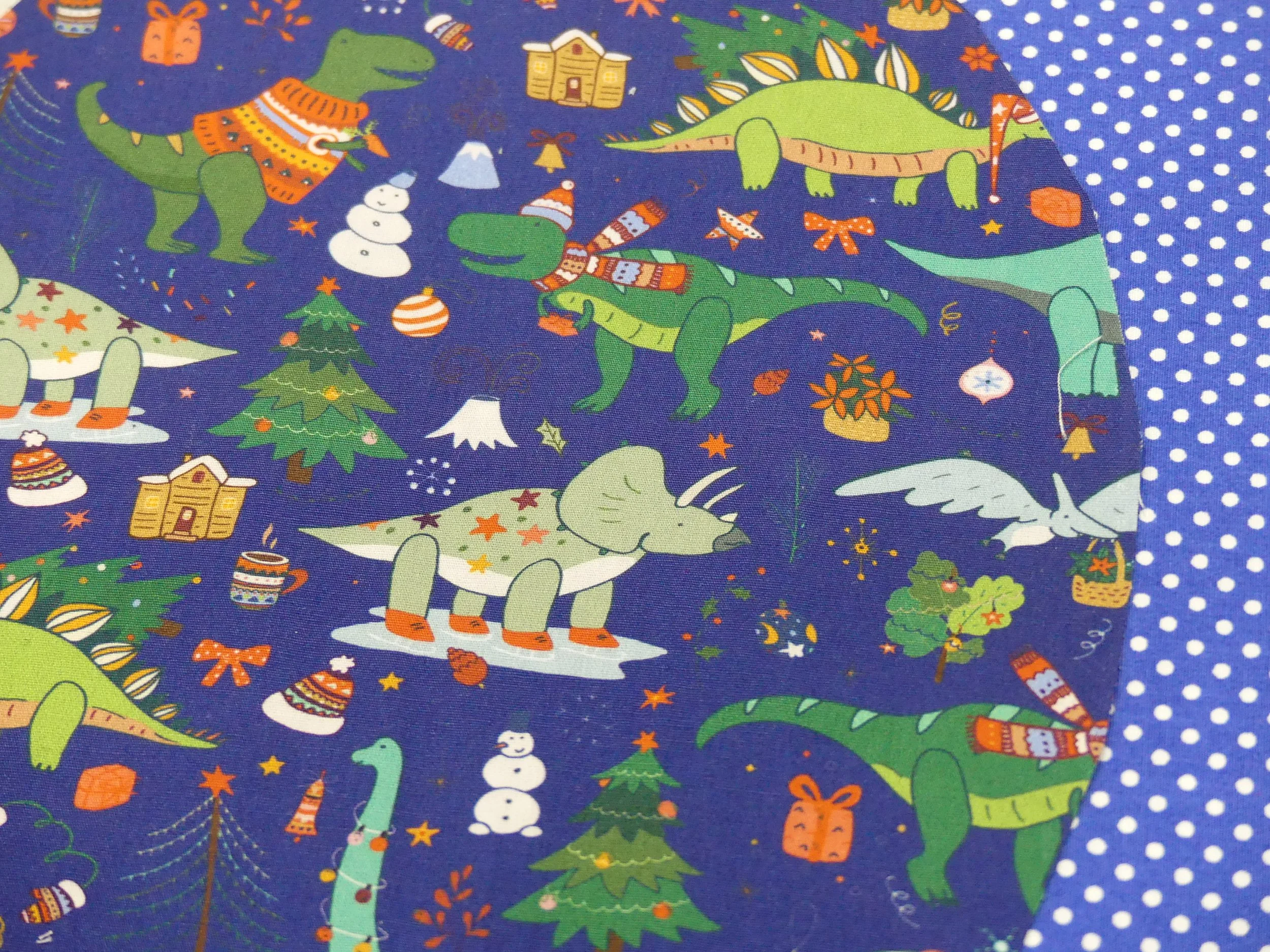 Scrub Cap - Christmas Festive Dino Party - Dark Blue Spot