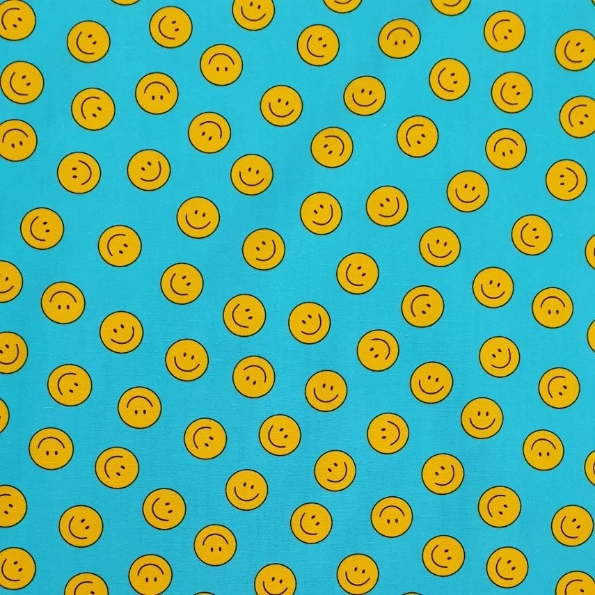 Scrub Top - Smiley Faces in Blue