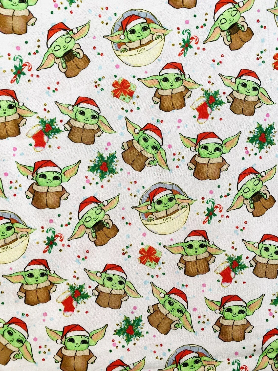Scrub Top - Size 2XL - Christmas Baby Yoda in Cream