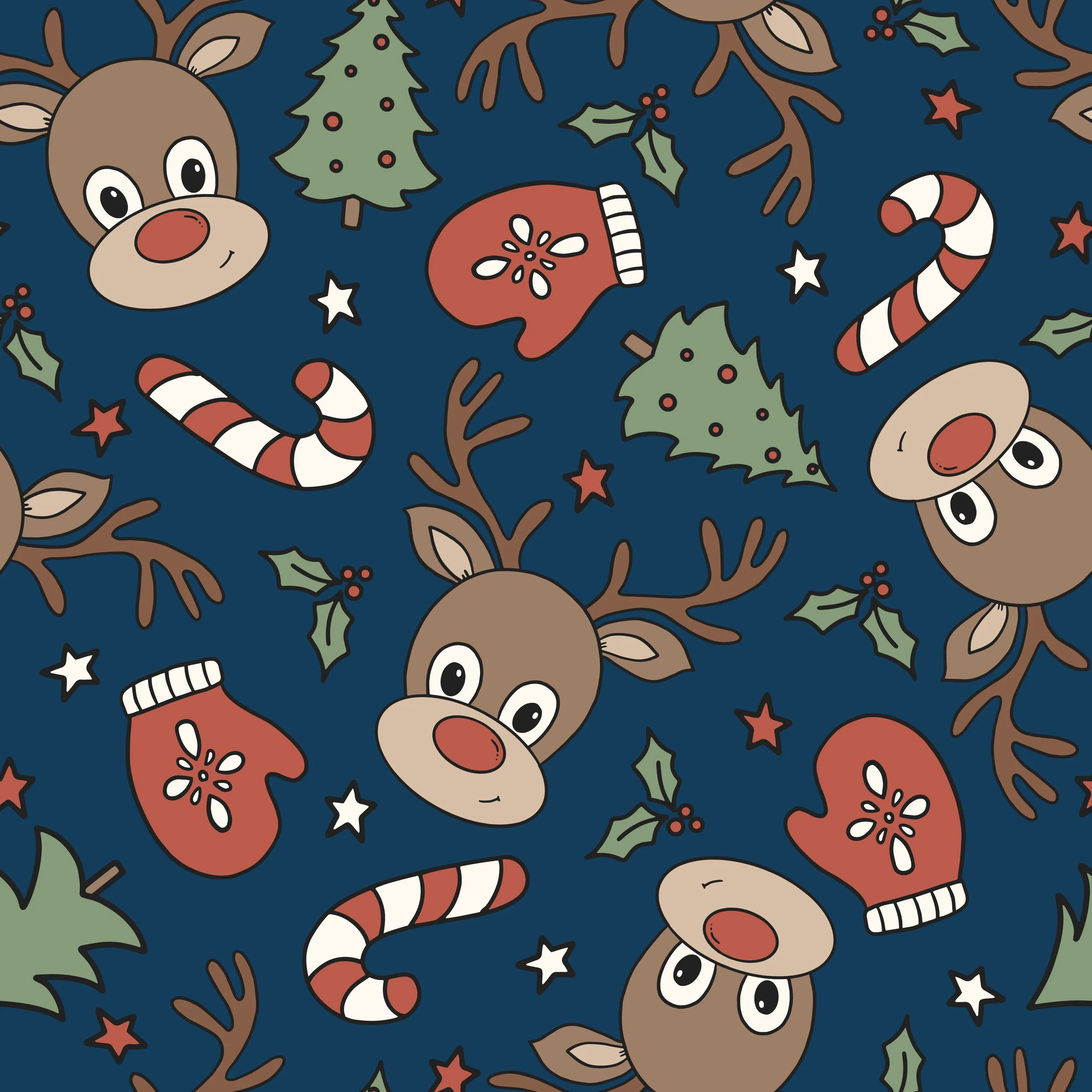 PREORDER - ROUND 33 - SCRUB TOP - 2034 REINDEER TOSS NAVY