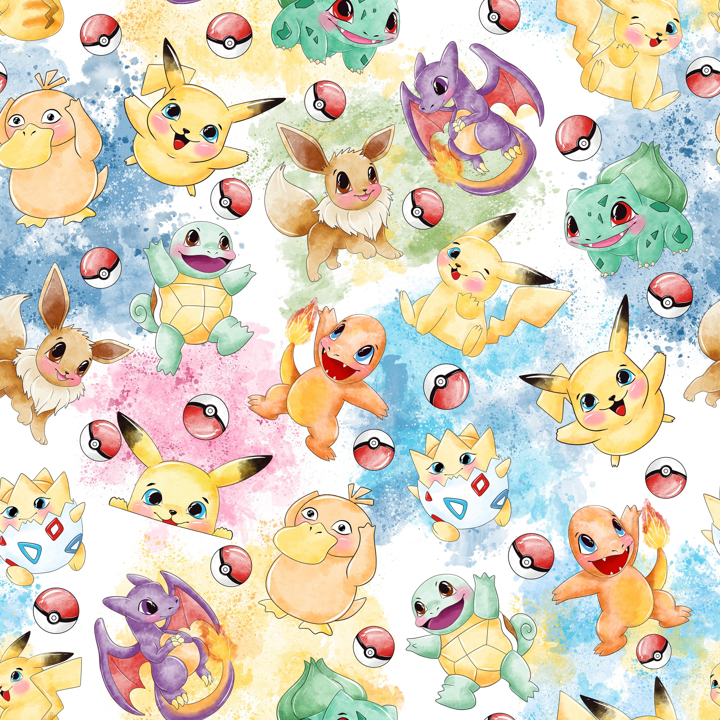 PREORDER - ROUND 33 - SCRUB TOP - 3199 POKEMON WATERCOLOUR