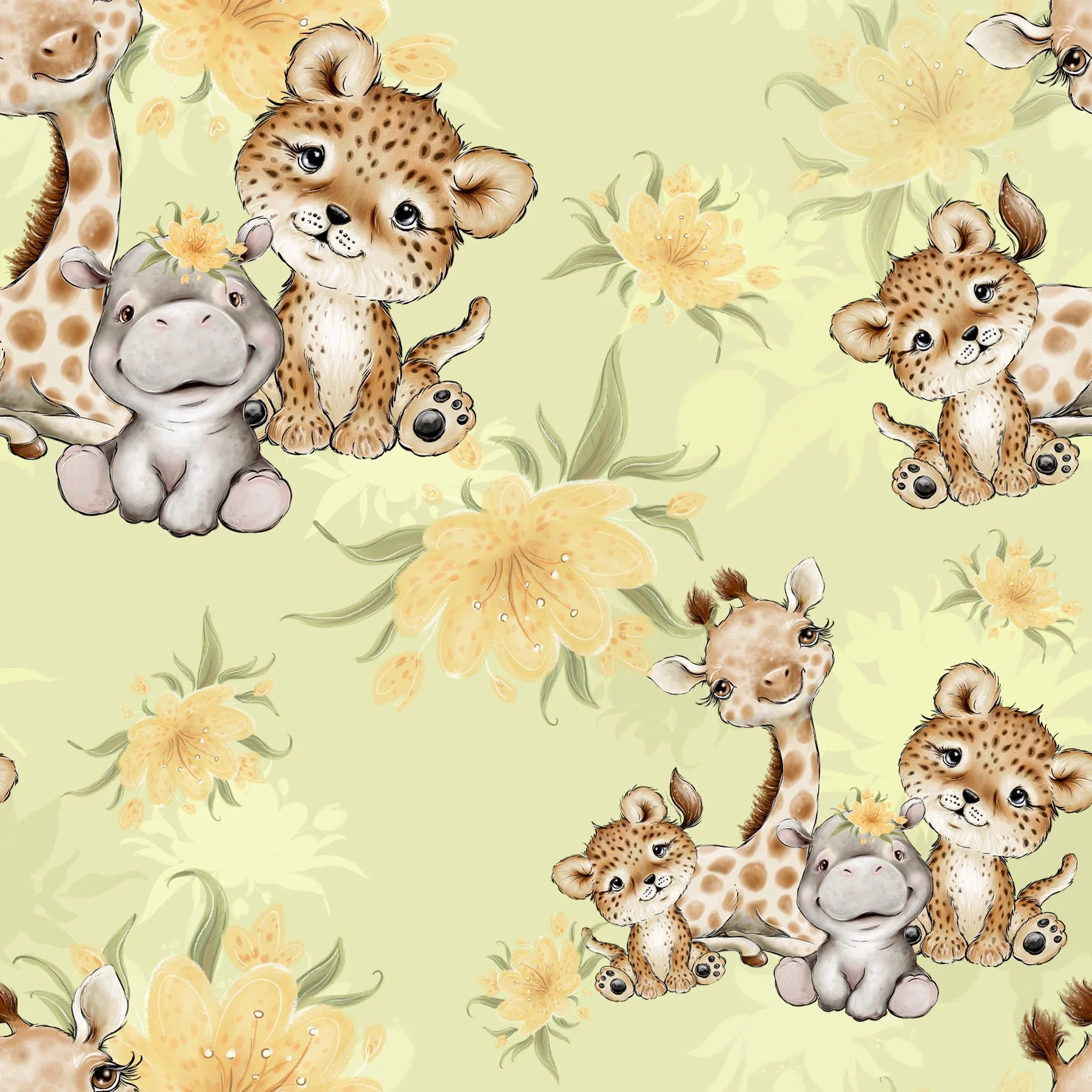 PREORDER - ROUND 33 - SCRUB TOP - 5209 SAFARI ANIMAL COLLECTION 1