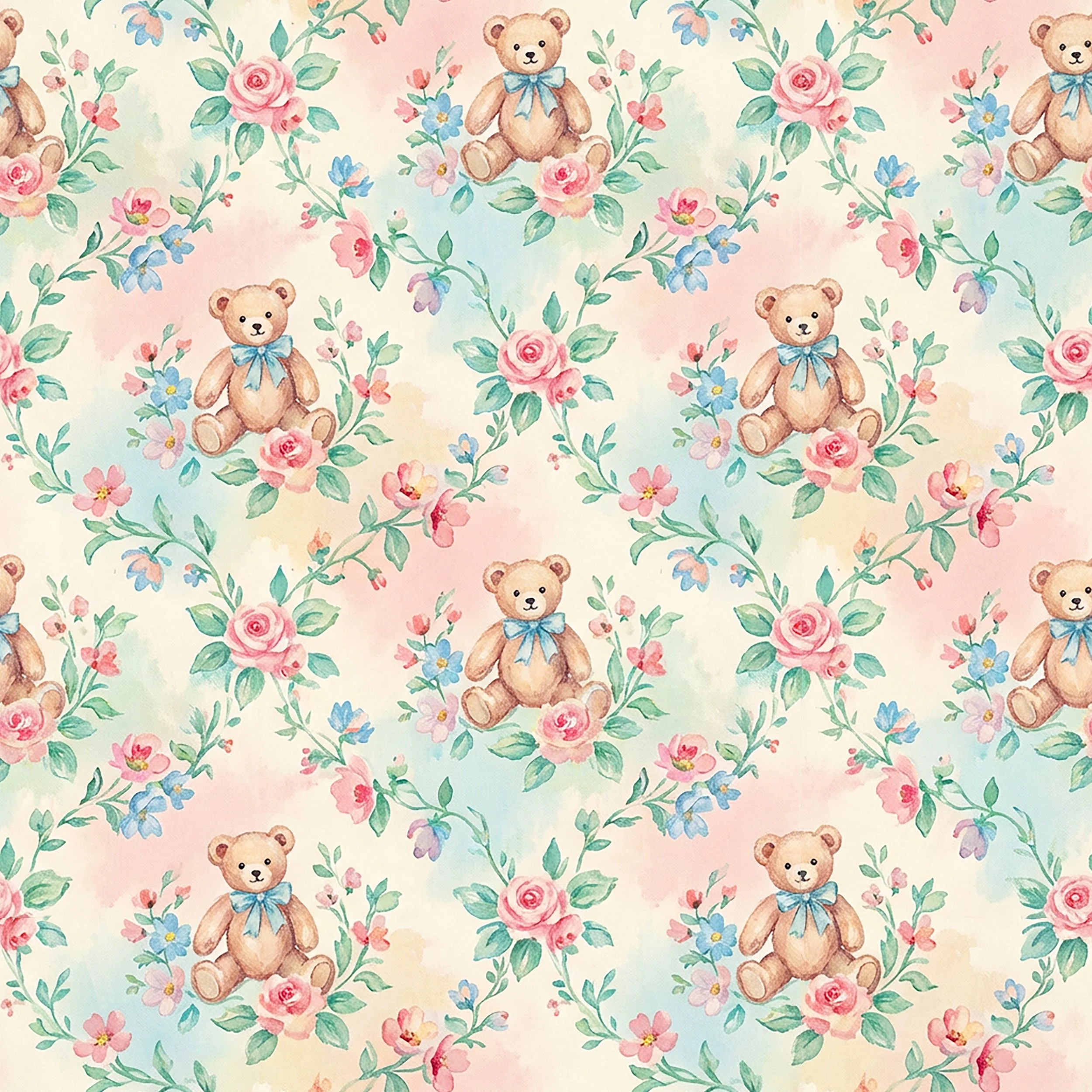 PREORDER - ROUND 33 - SCRUB TOP - 4032 LP FLORAL TEDDY BEARS