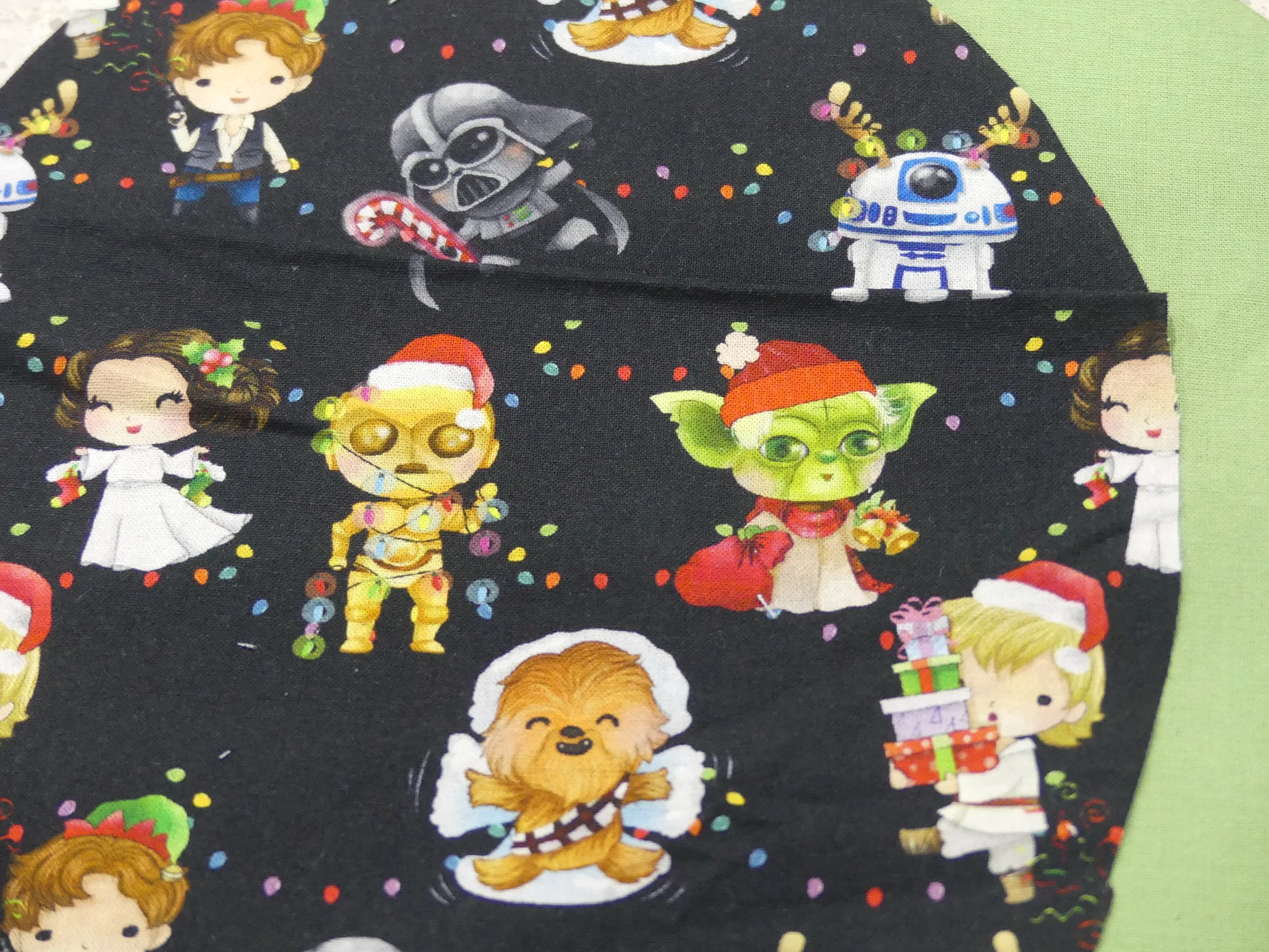 Scrub Cap - Christmas Star Wars Black - Green