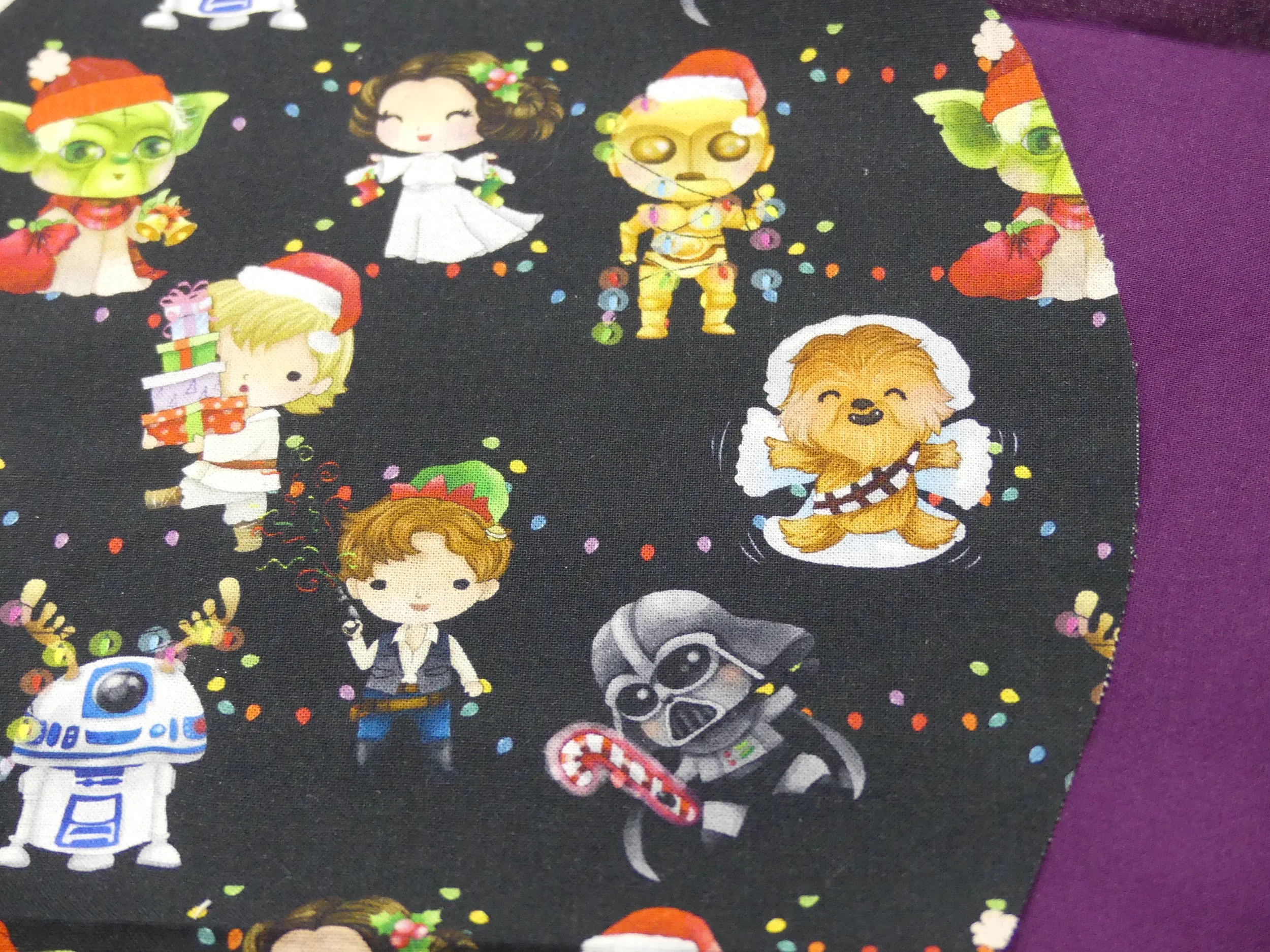 Scrub Cap - Christmas Star Wars Black - Purple