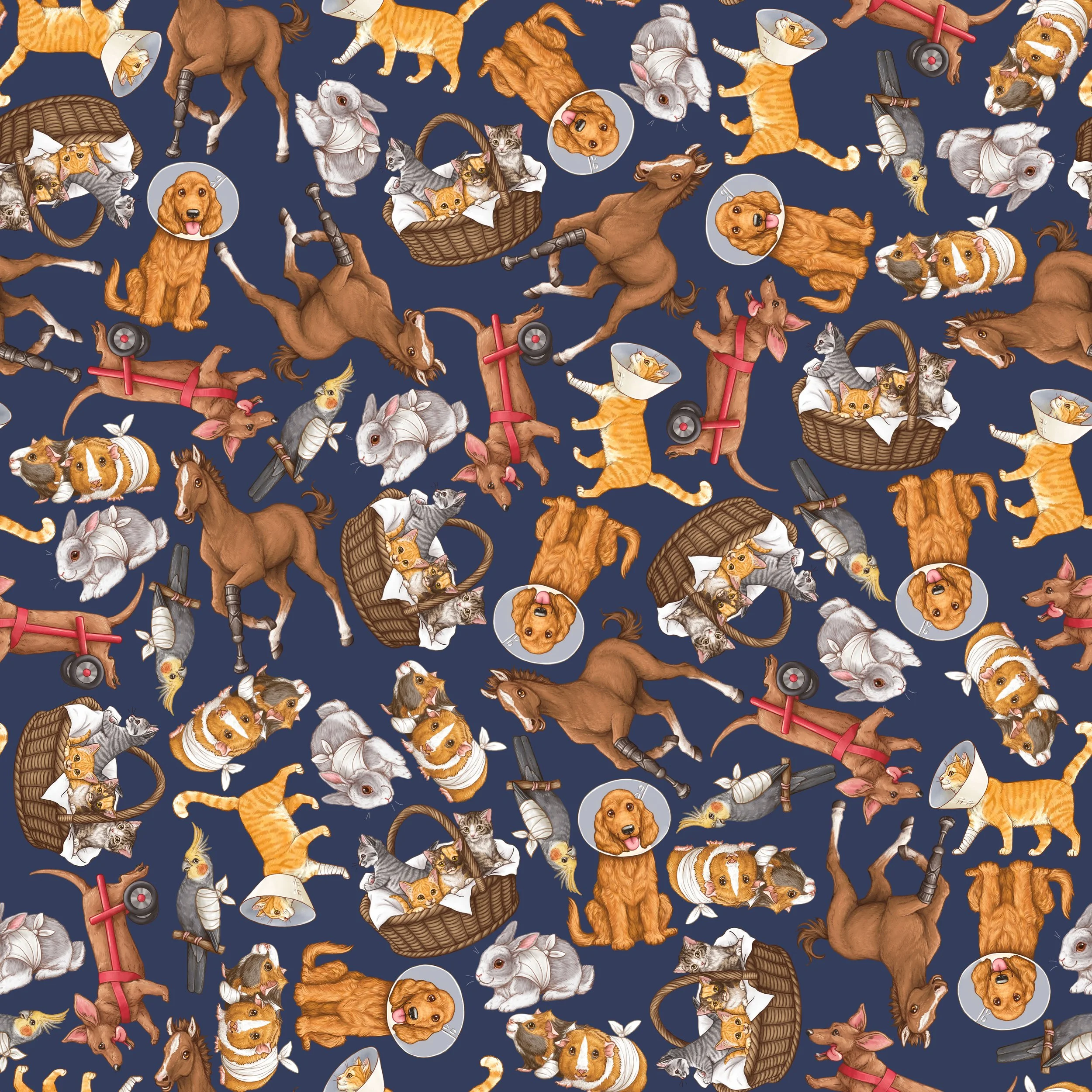 PREORDER - ROUND 35 - SCRUB TOP - 7007 PETS ON THE MEND - SMALL SCATTER - NAVY