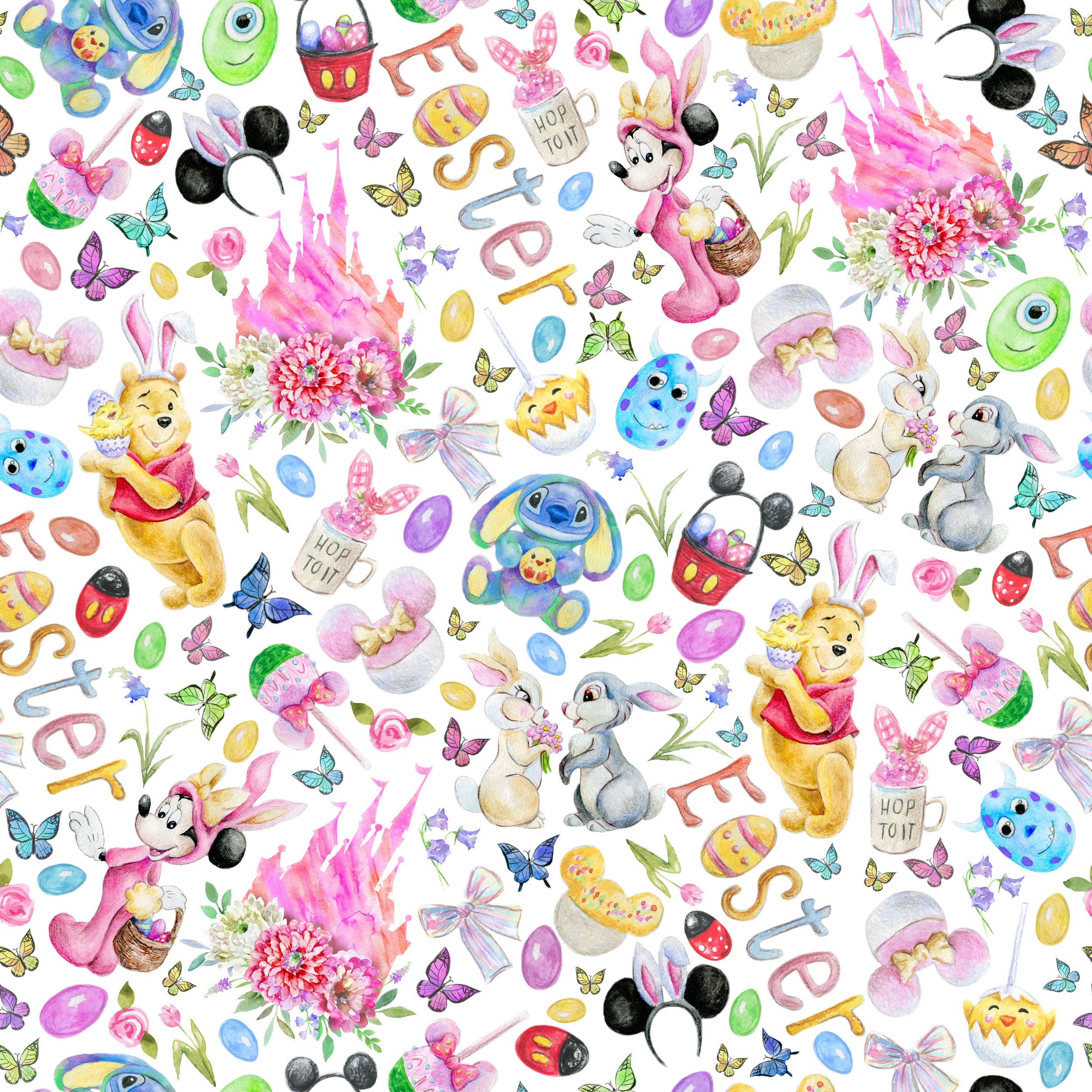 PREORDER - ROUND 33 - SCRUB TOP - 1001 EASTER CHARACTERS