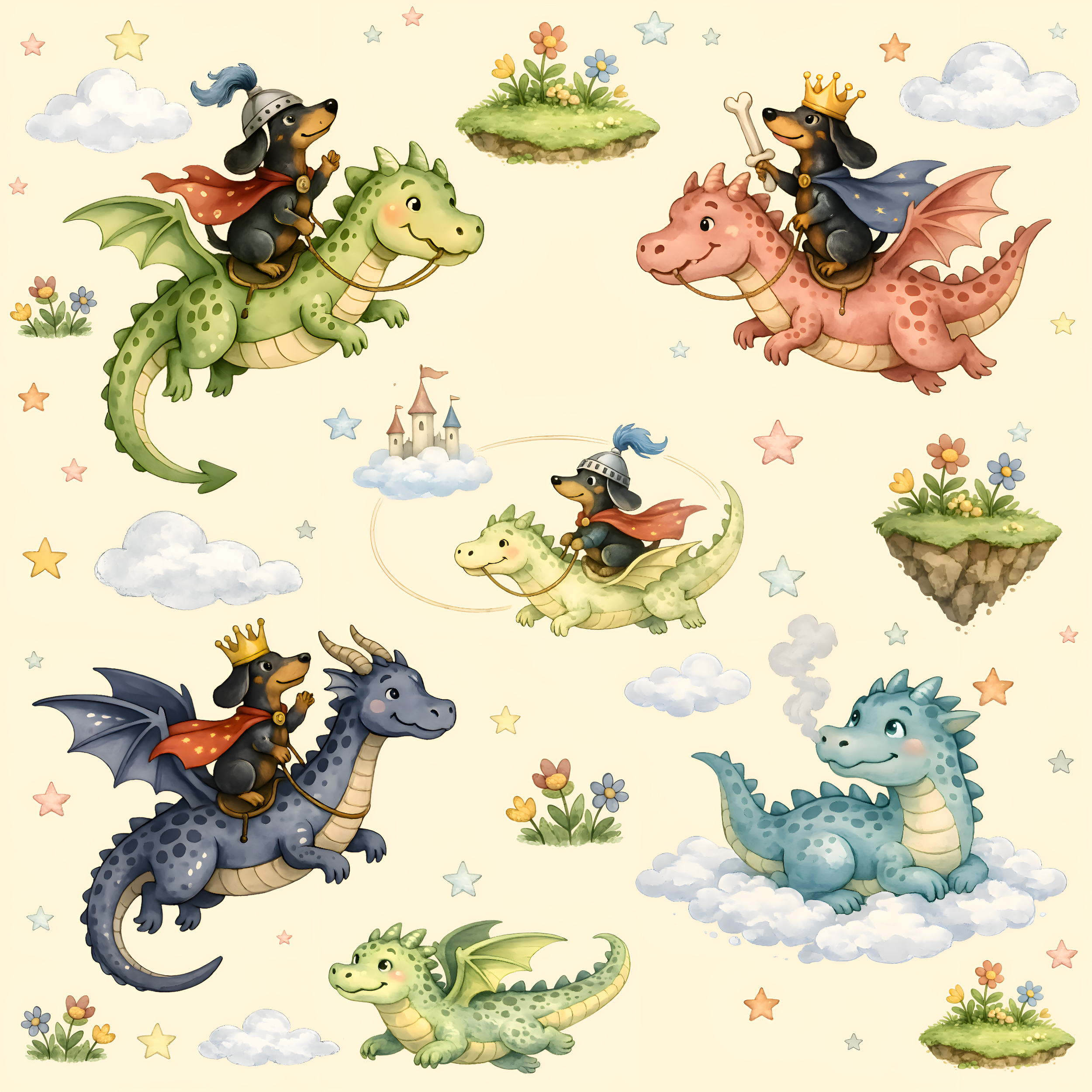 PREORDER - ROUND 33 - SCRUB TOP - 3293 DRAGONS & DACHSHUNDS