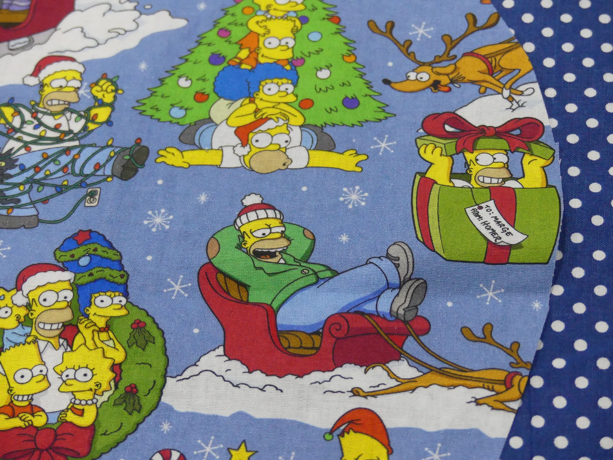Scrub Cap - Christmas Simpsons - Navy Spot