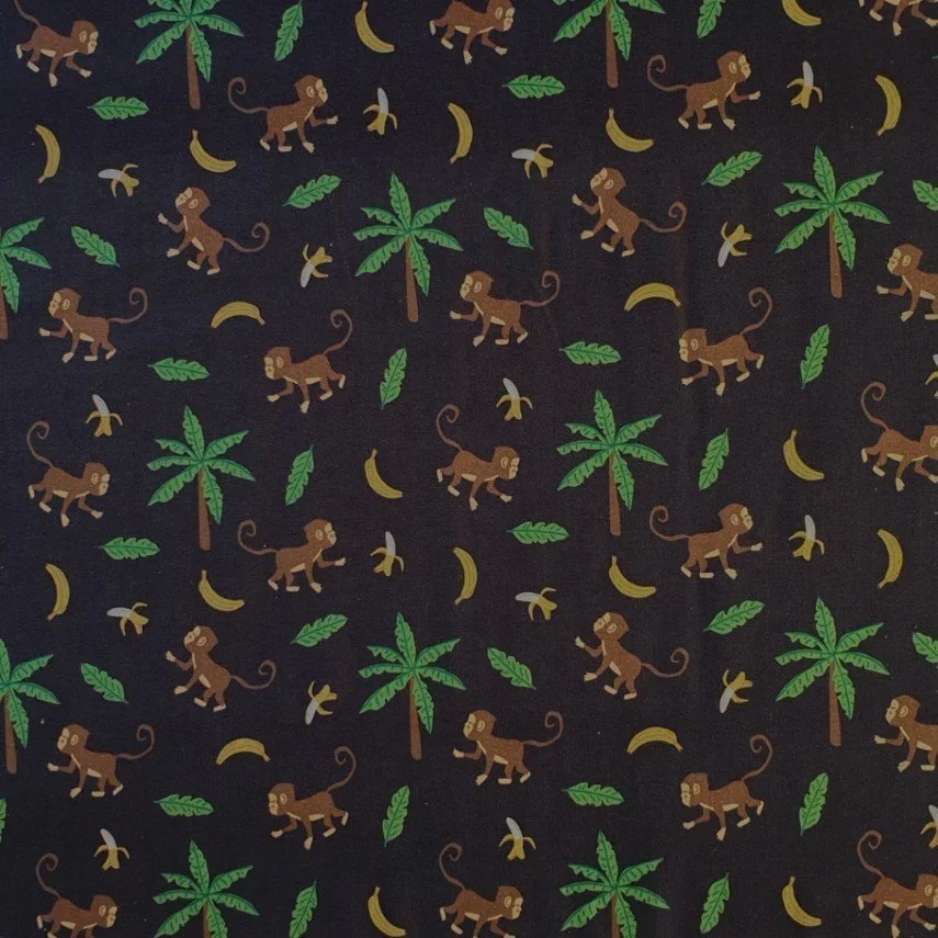 Scrub Top - Monkeys on Black