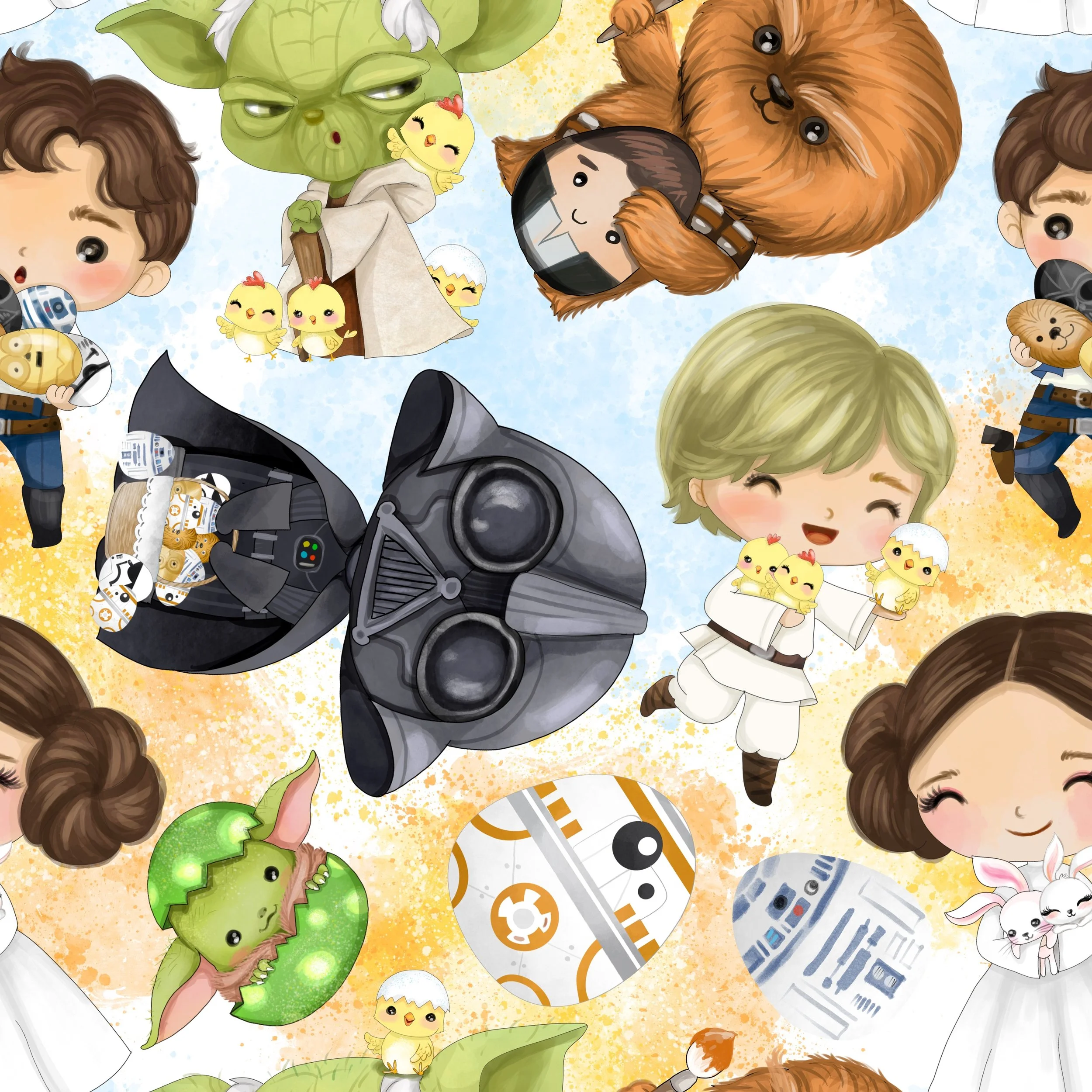 PREORDER - ROUND 33 - SCRUB TOP - 1012 EASTER STAR WARS